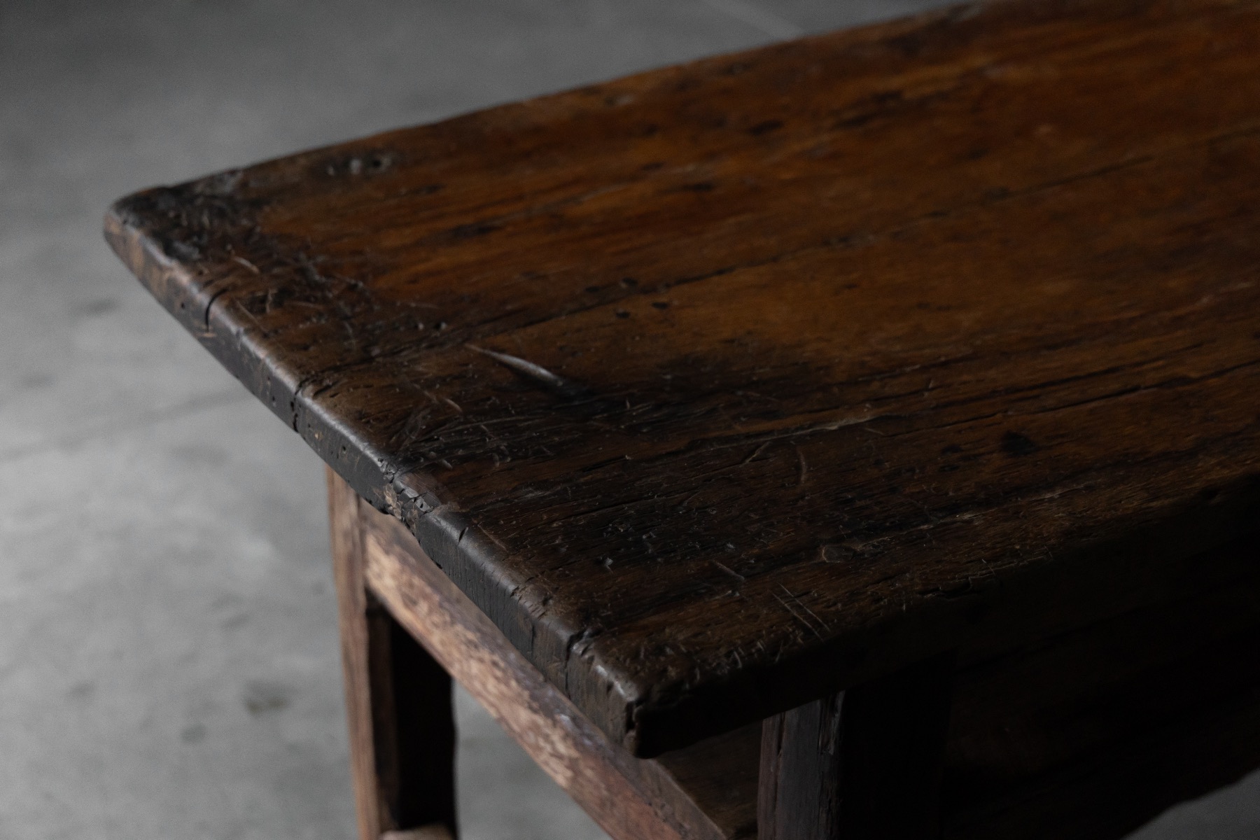 Antique farmhouse worktable with natural aged patina