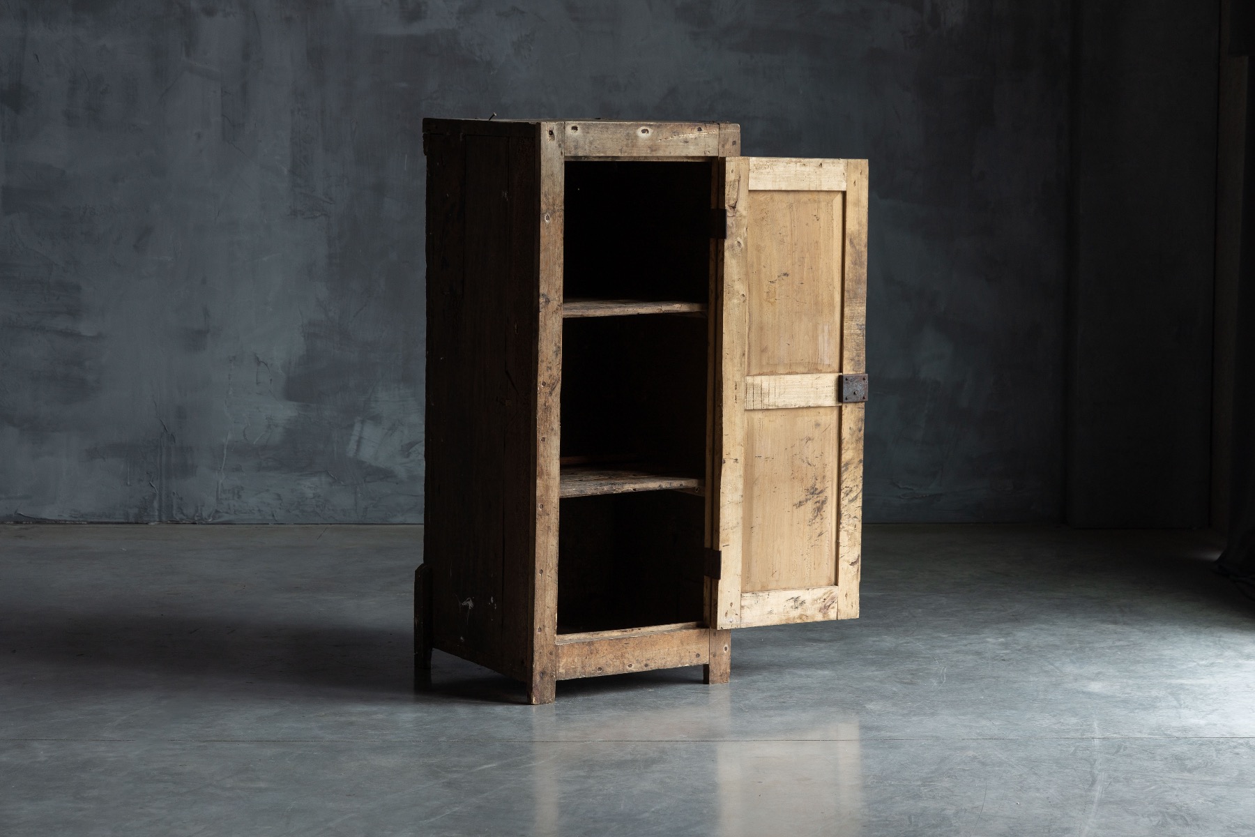 Antique rustic folk art storage cabinet
