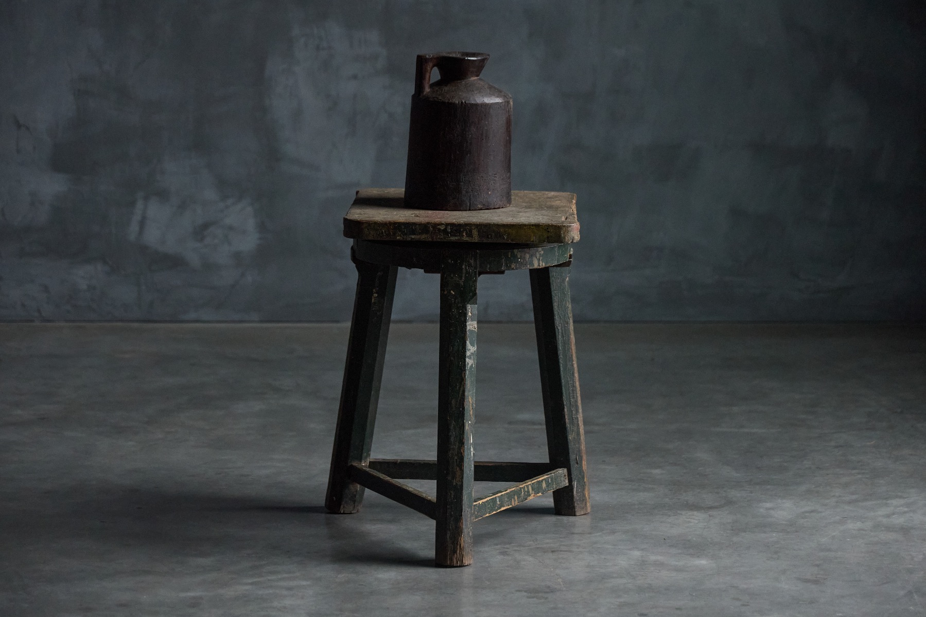 Antique industrial wooden stool 1800s