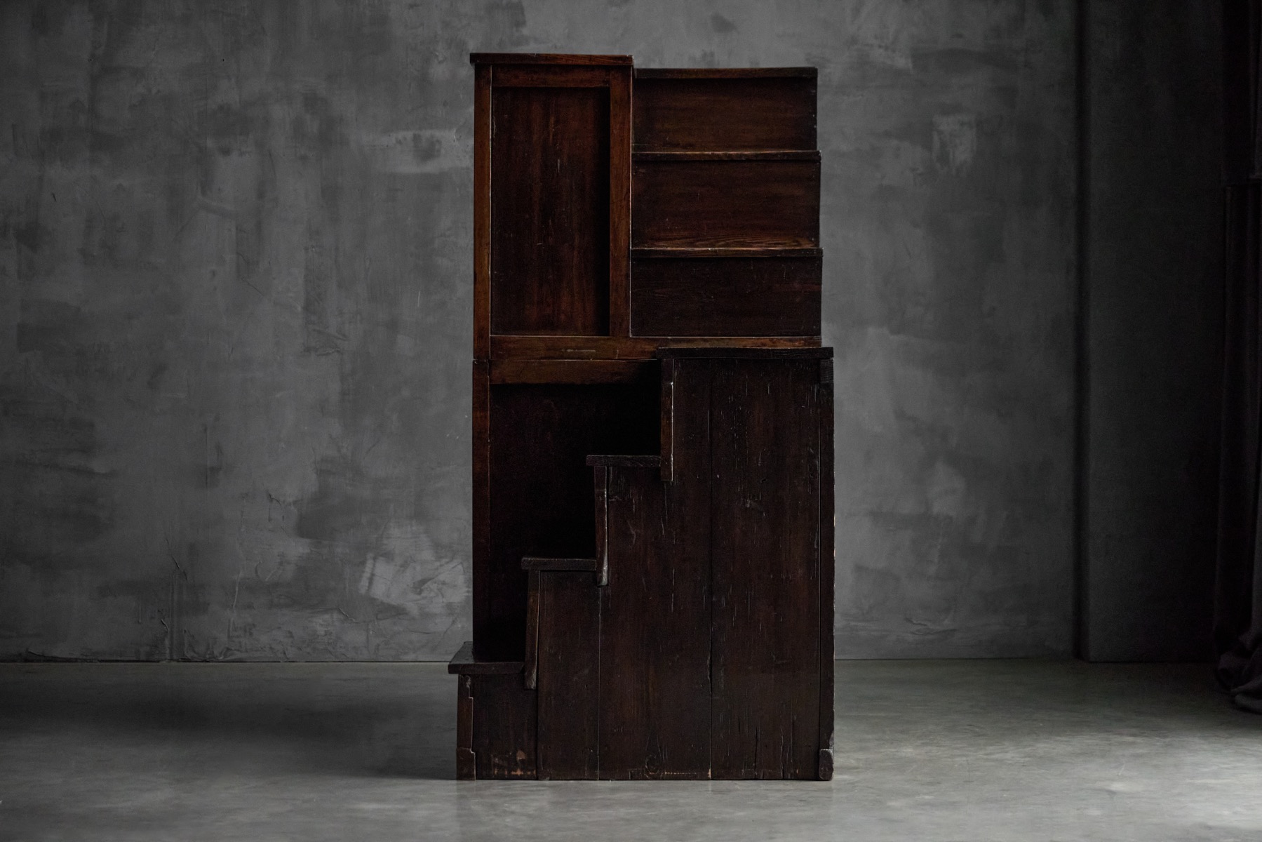 Antique Japanese Kaidan Tansu stair chest with aged patina