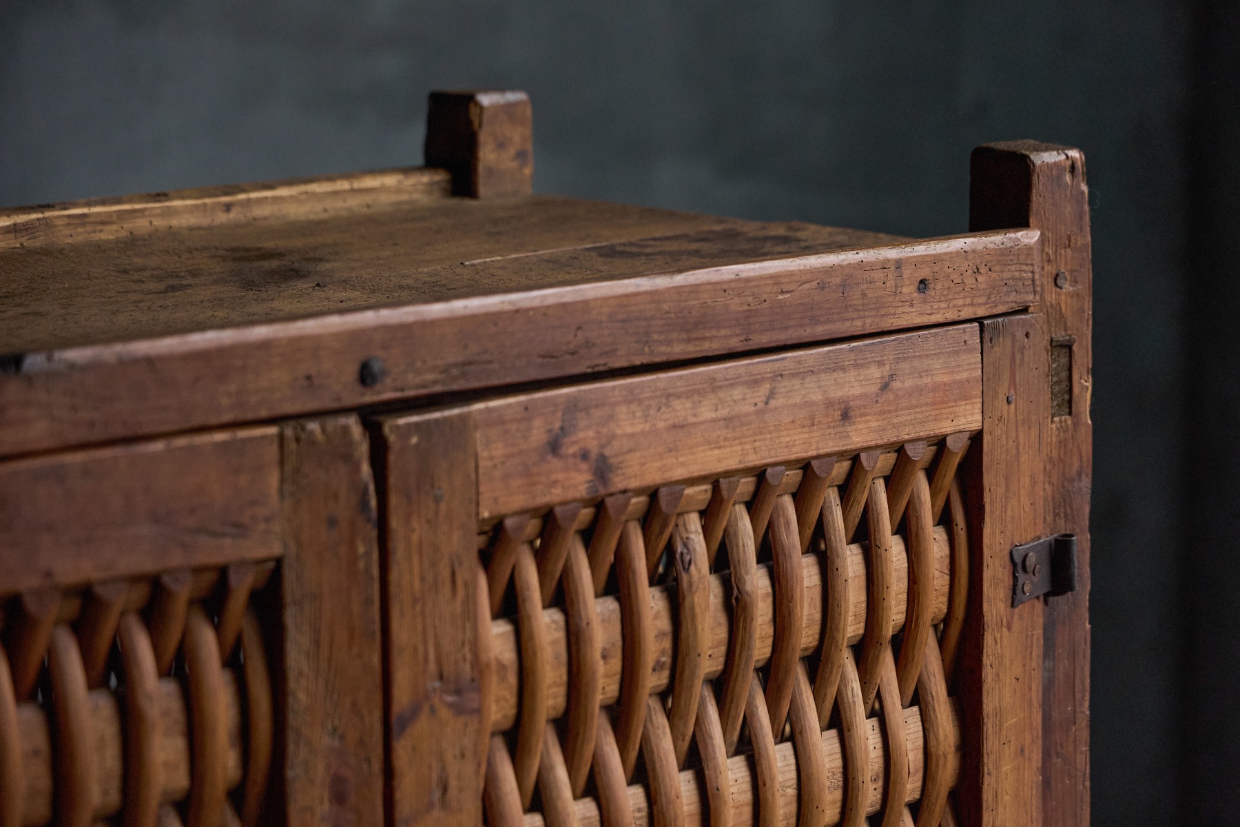 Antique rustic country pantry in solid wood