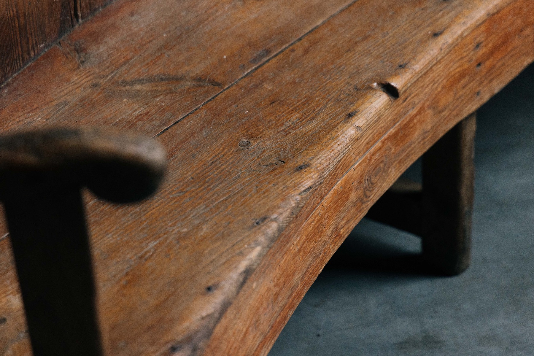 Antique rustic high back bench 1700s