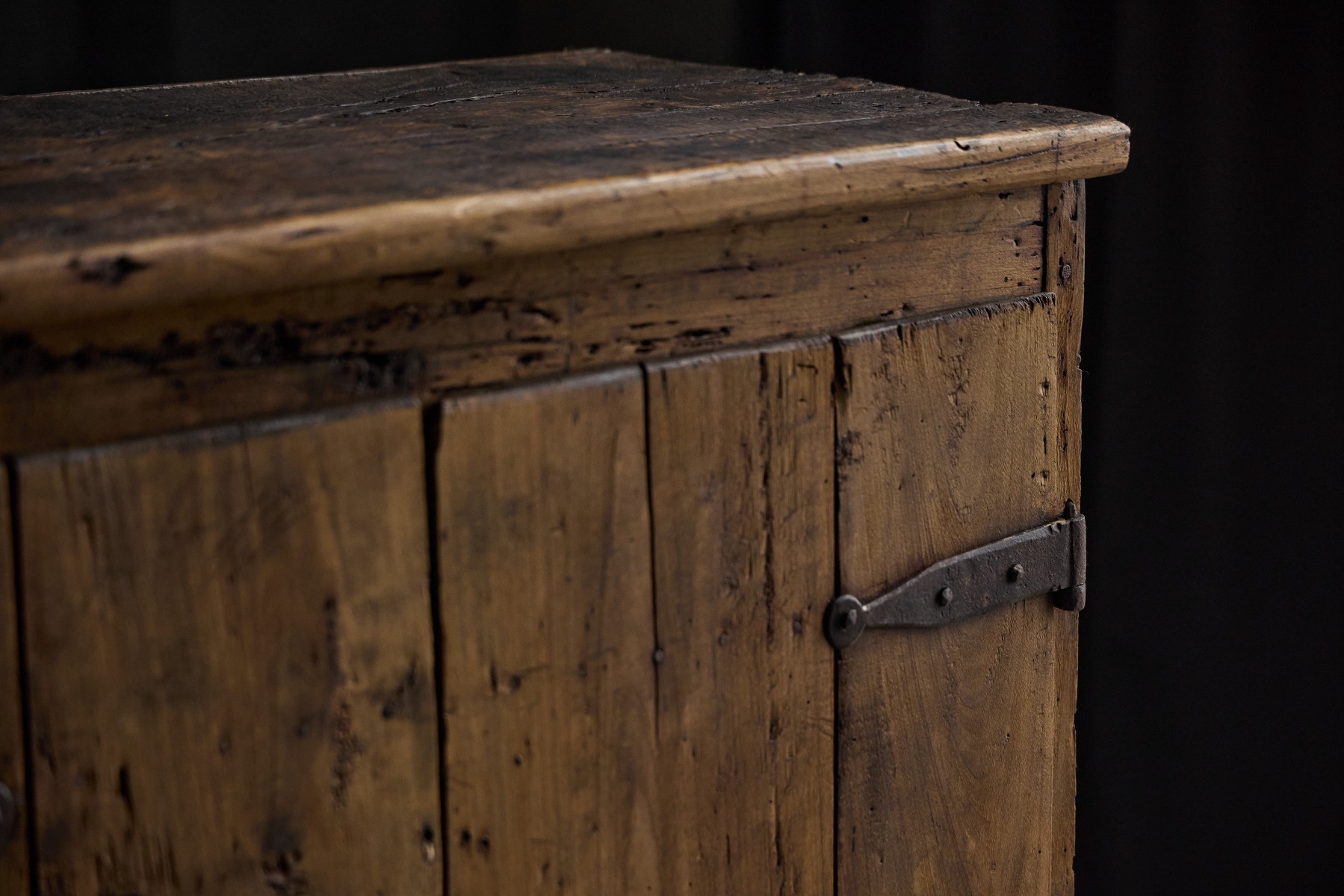 Antique rustic travail populaire cabinet with deep aged patina