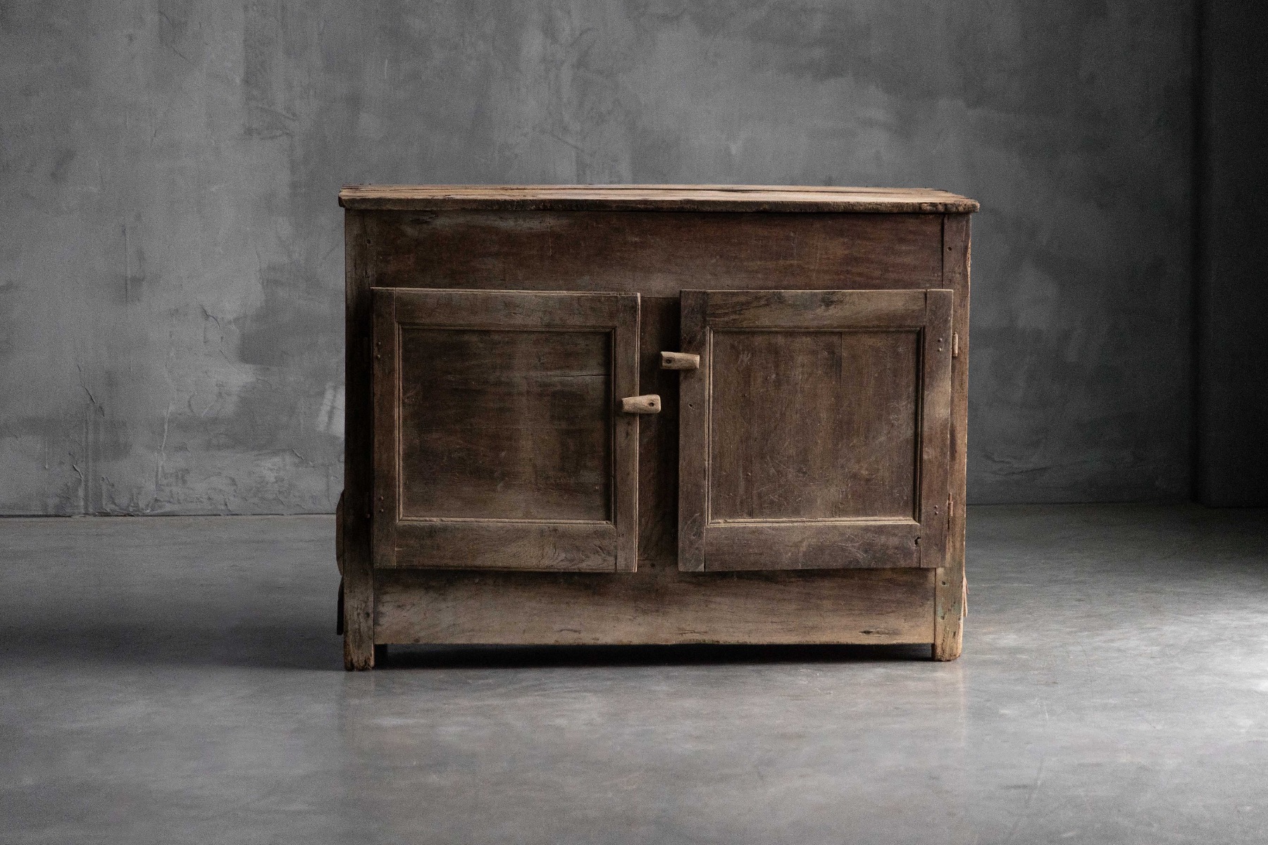 Antique rustic wabi sabi cabinet with natural aged patina