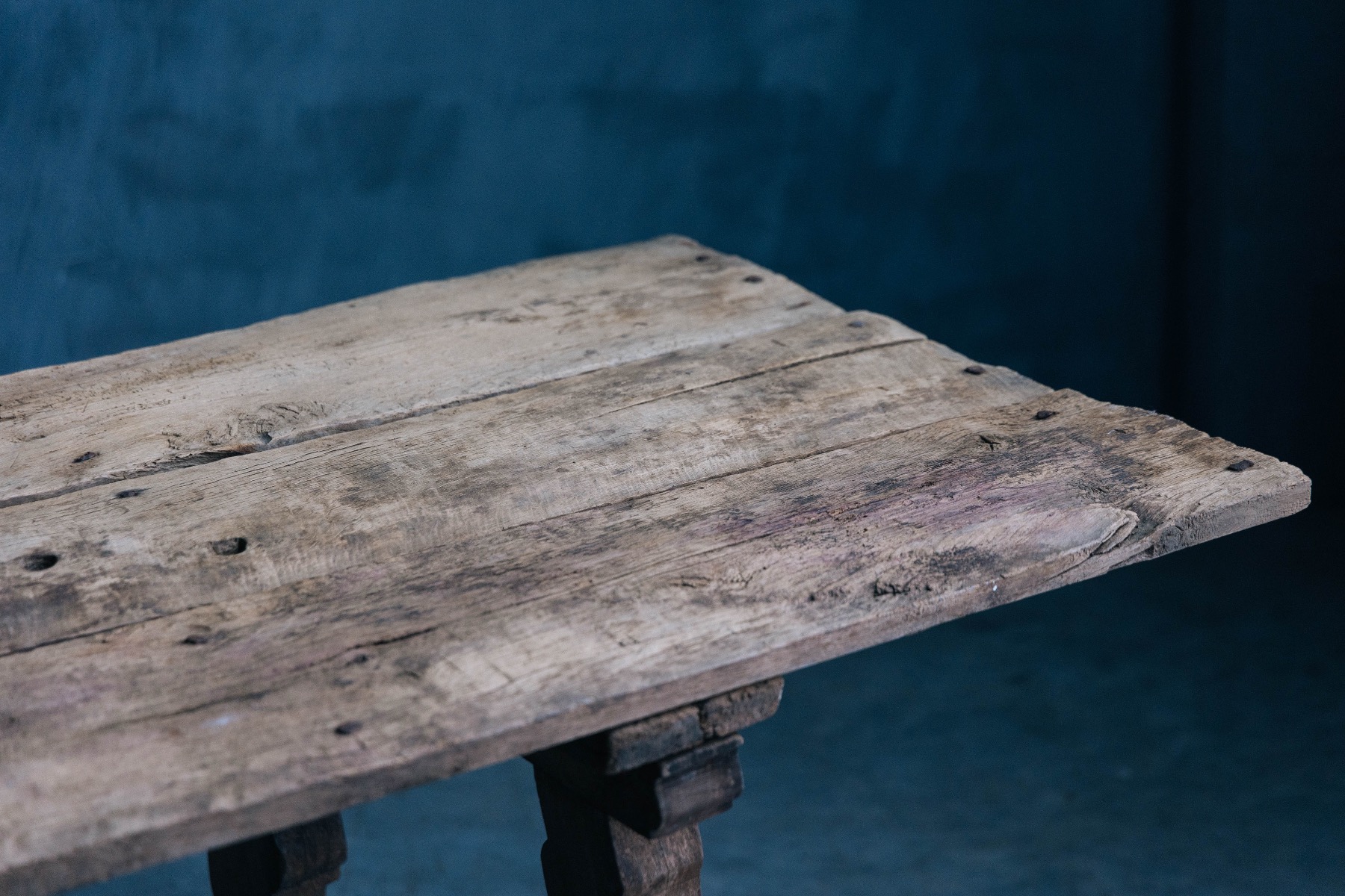 Antique rustic wood trestle table 1800s