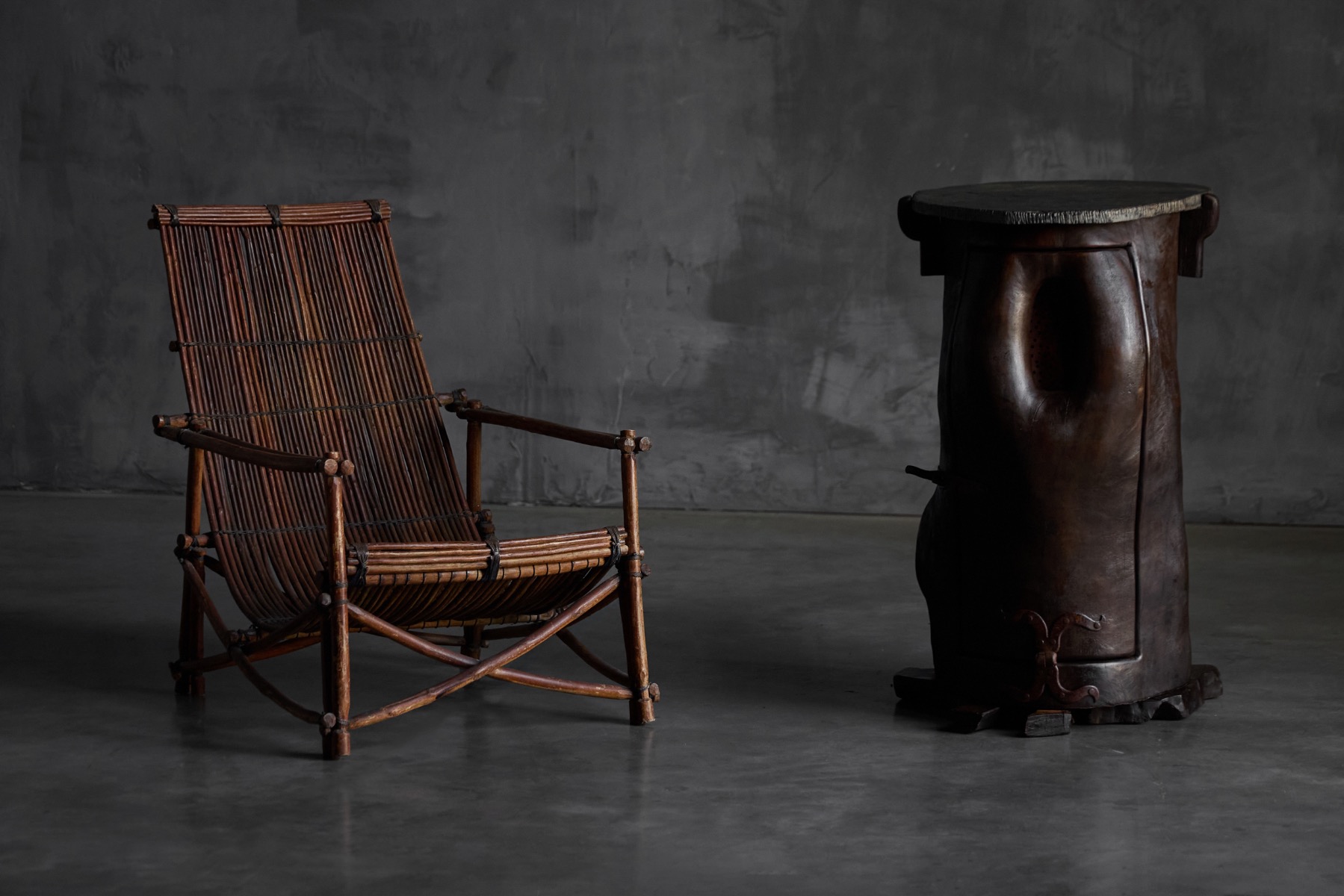 Antique vernacular side table with rural wooden character