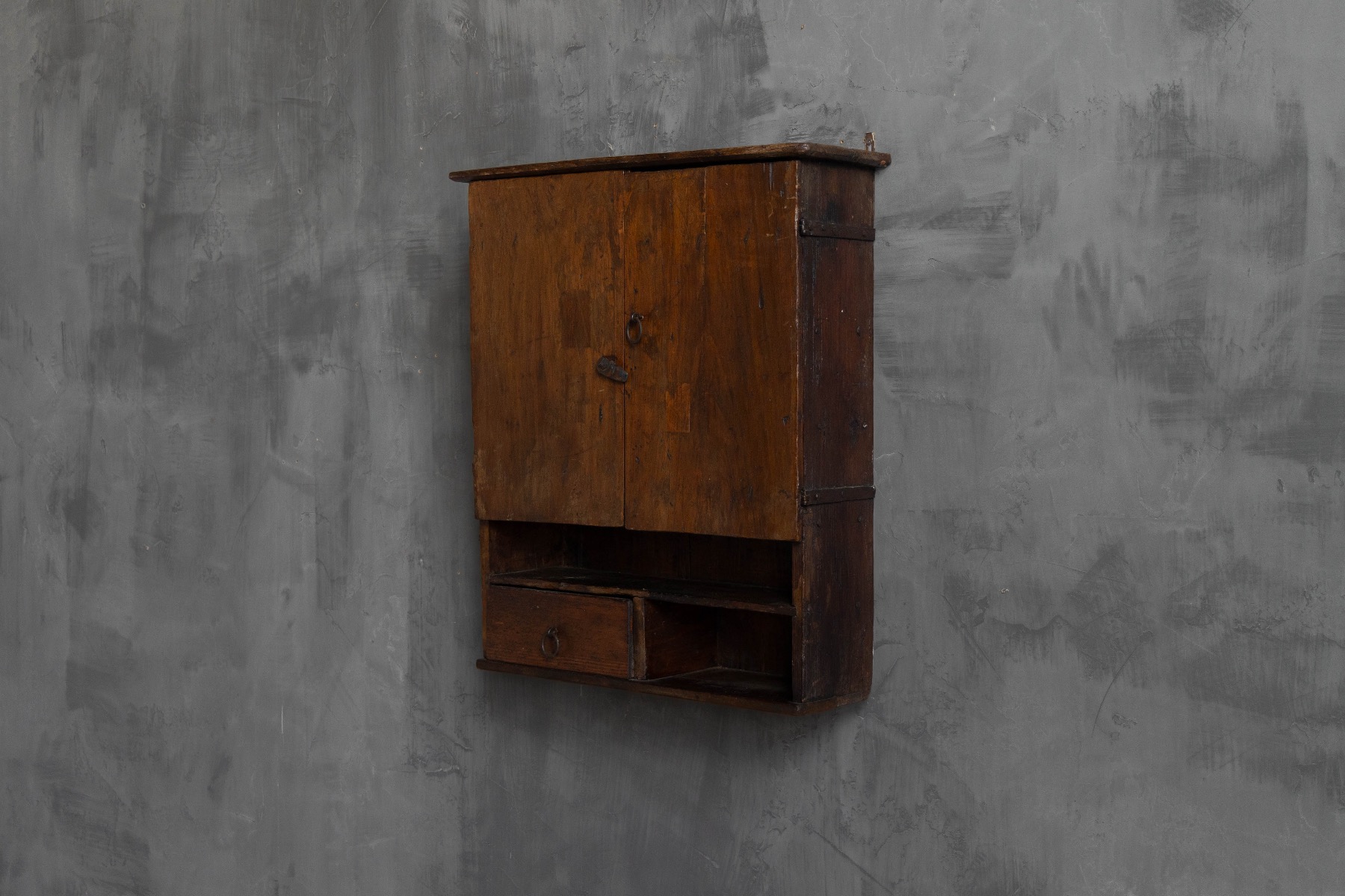 Antique vernacular wall cupboard with rural character