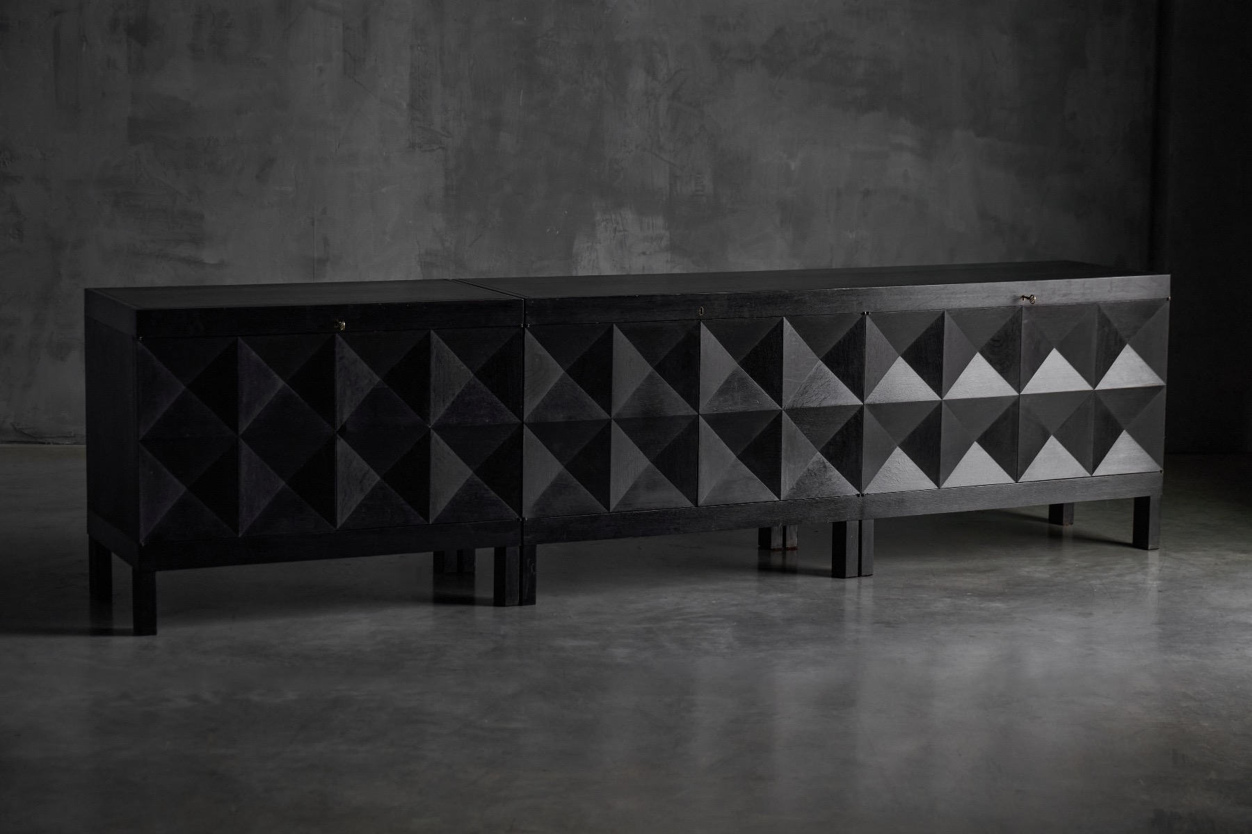 De Coene brutalist sideboard crafted in stained oak