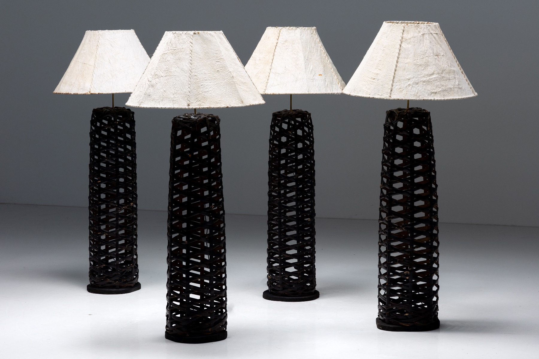 Bohemian rattan floor lamps in natural material