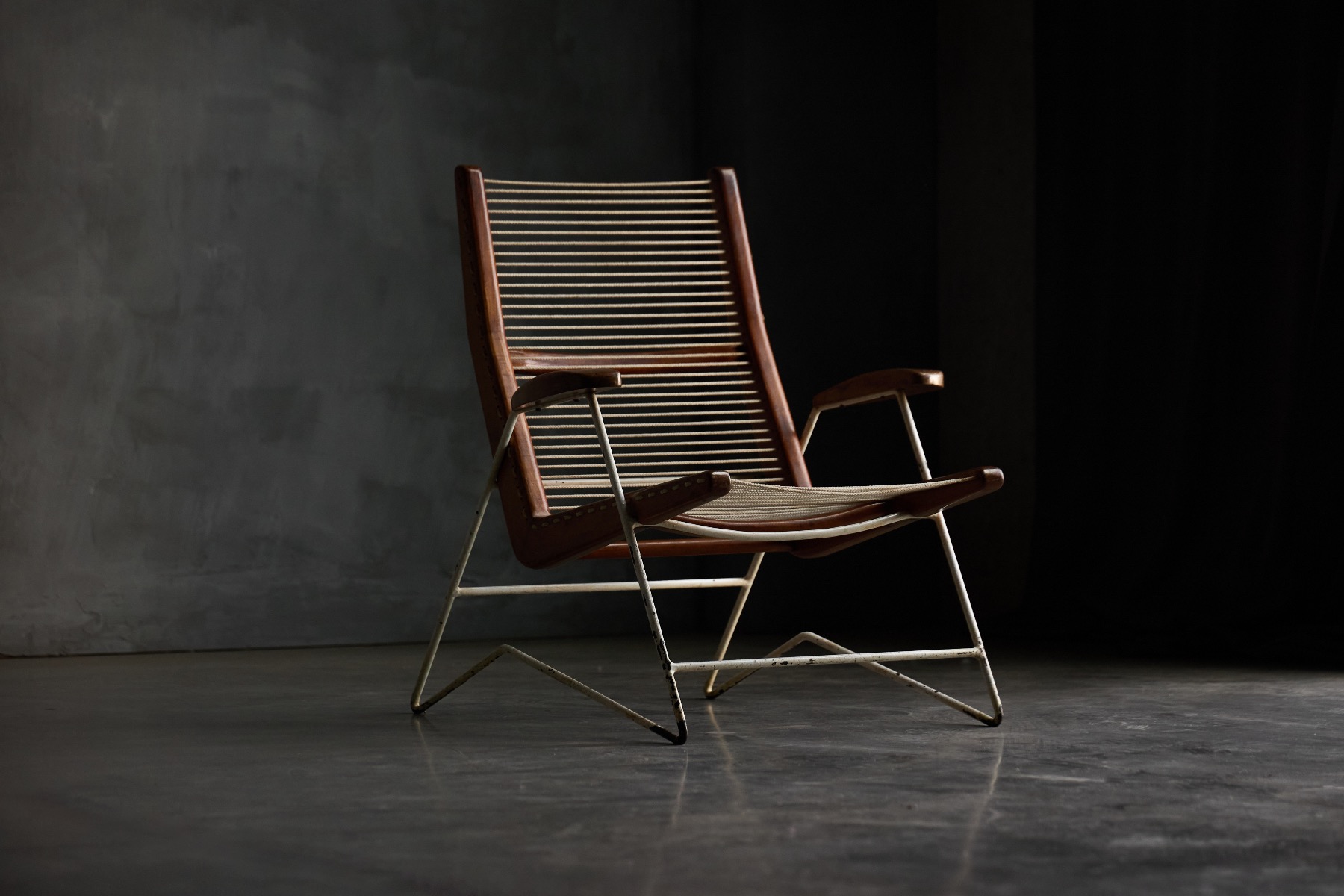Mid century Brazilian lounge chair with string structure