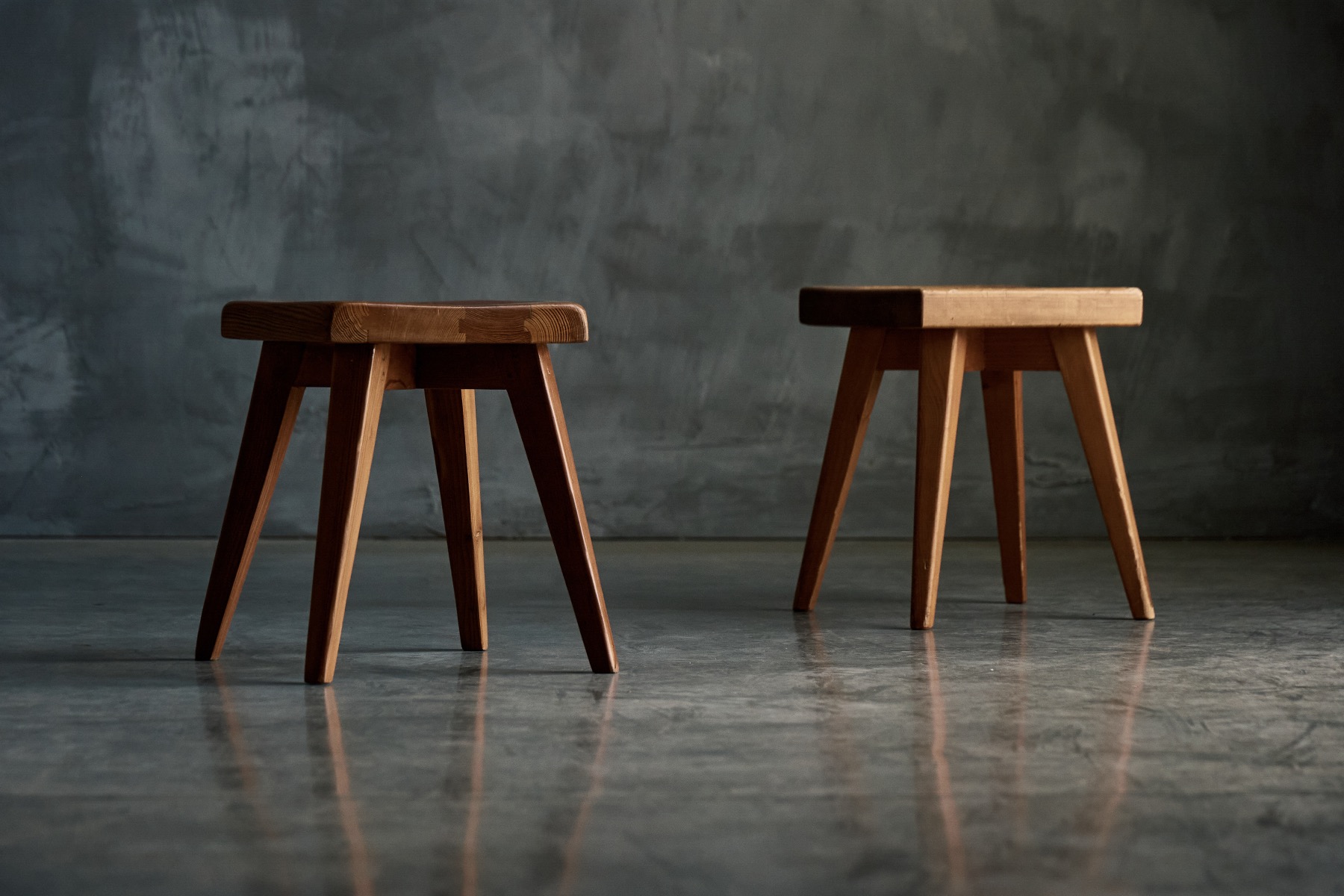 Charlotte Perriand and Durupt wooden stools