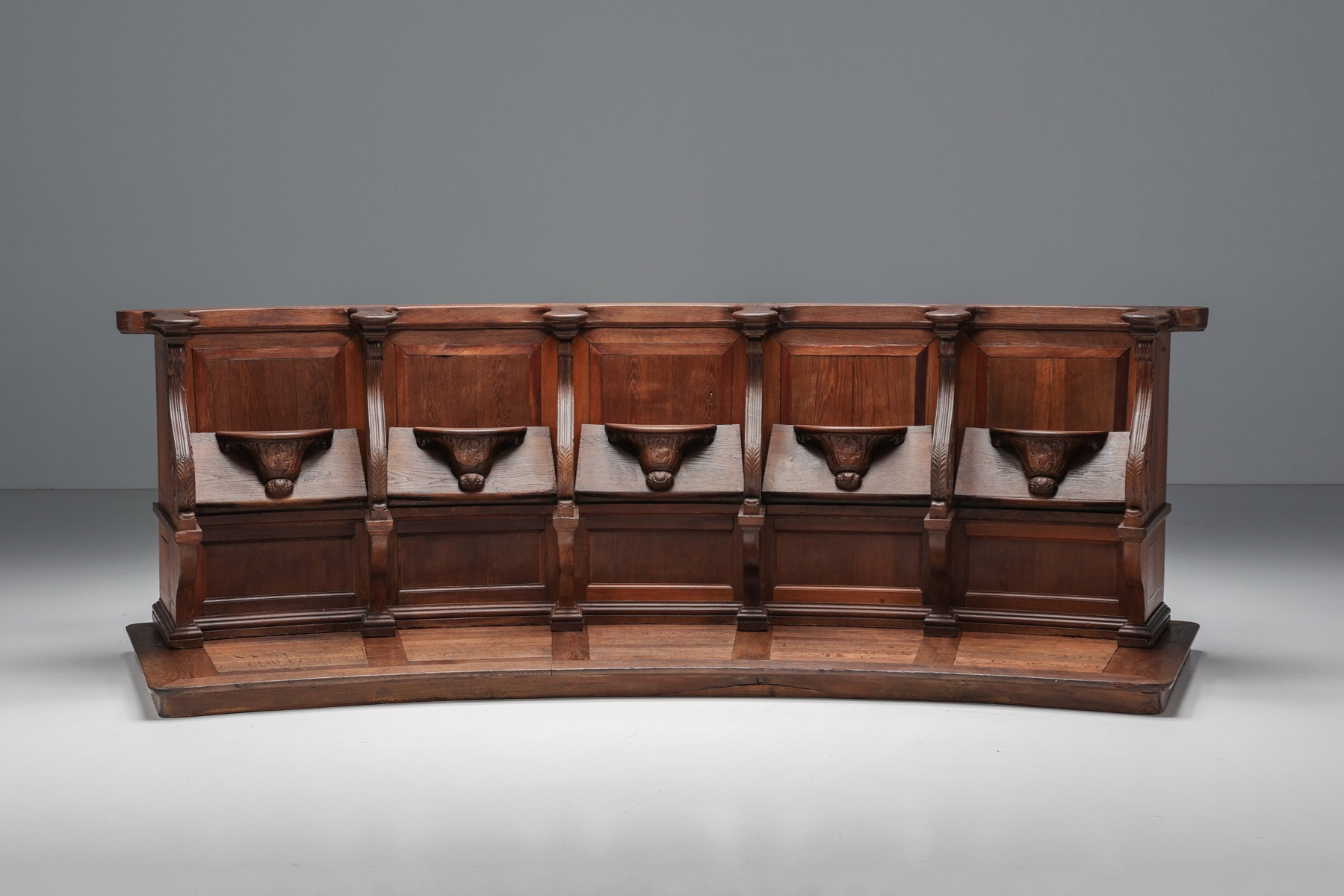 Eighteenth century oak church pews in Flemish style