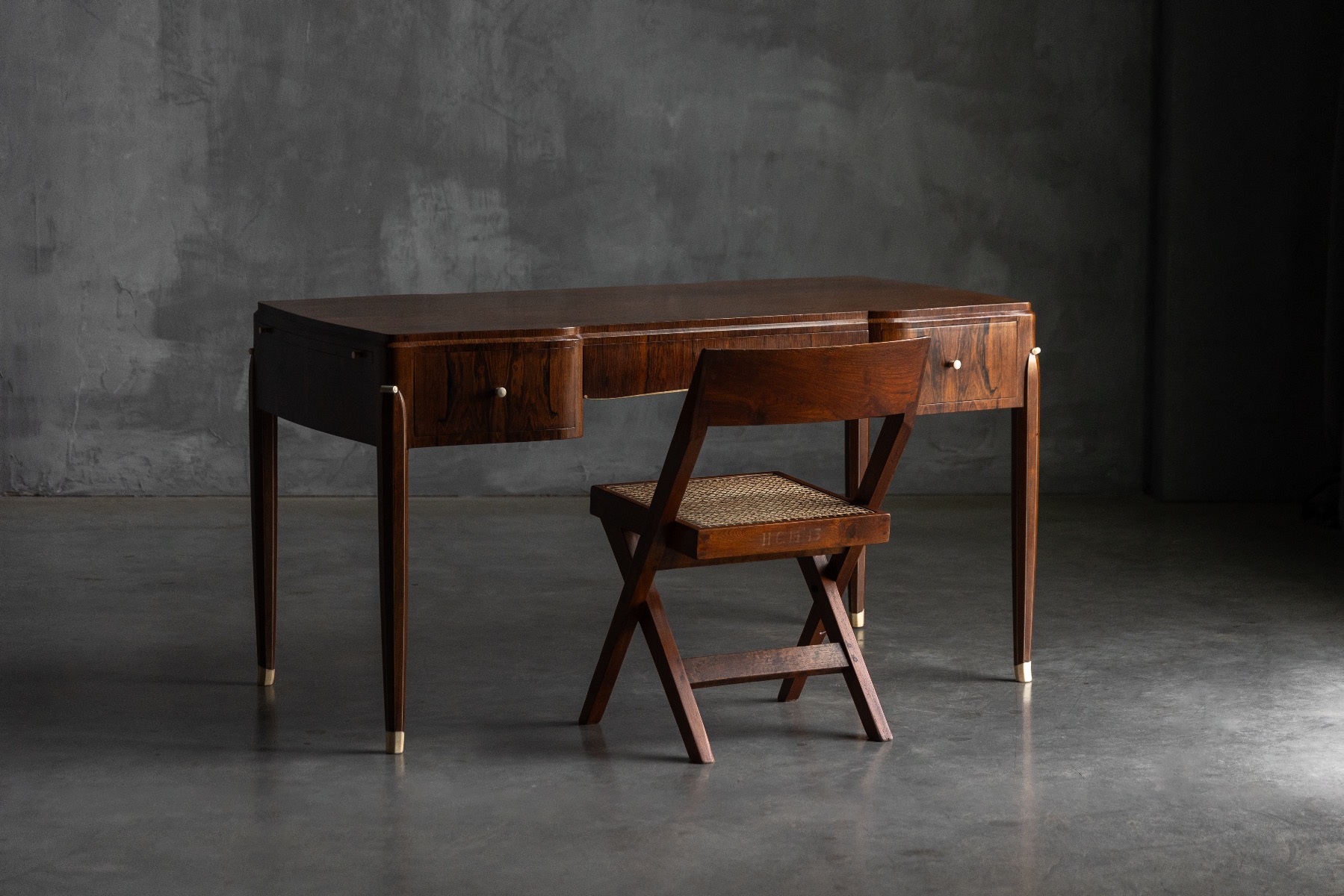 French Art Deco desk by Jules Leleu with refined proportions