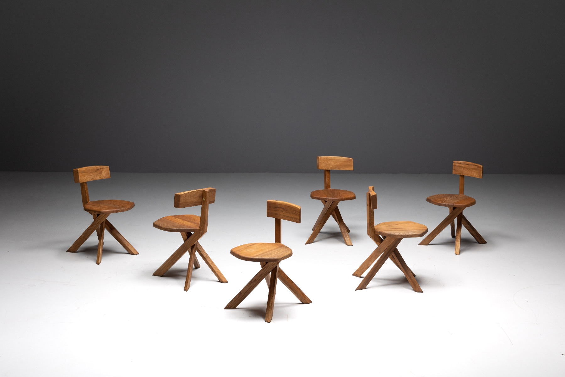 French design S34 dining chairs by Pierre Chapo 1960s