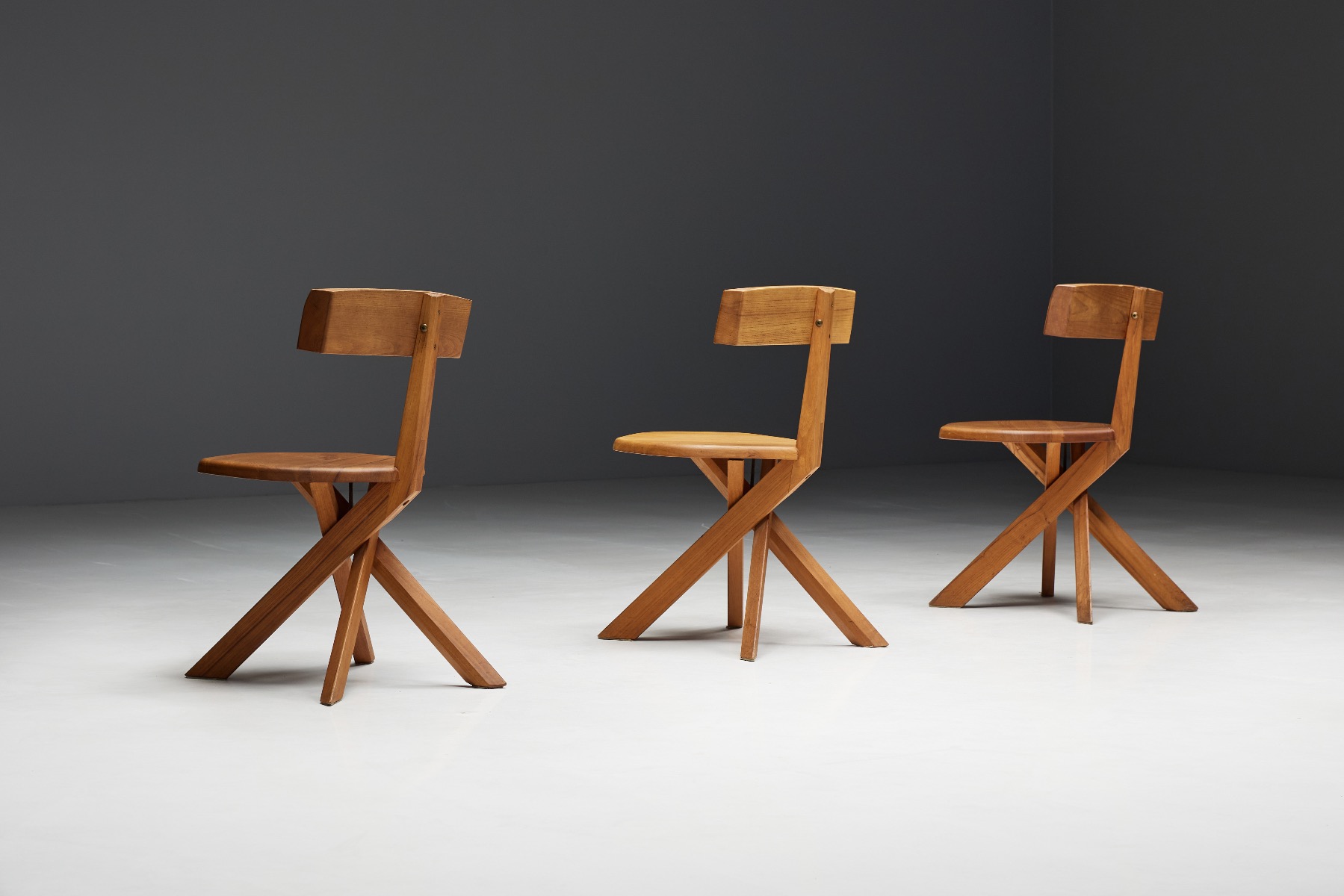 French design S34 dining chairs by Pierre Chapo