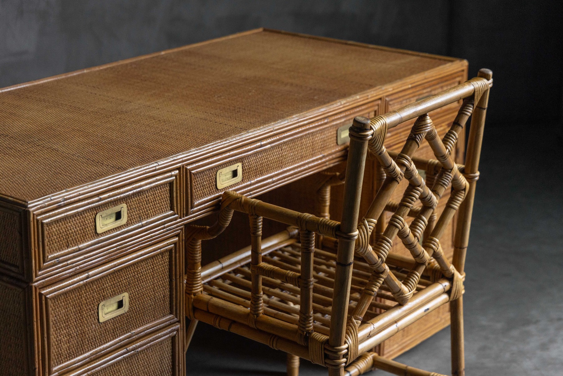 Italian bamboo desk from the 1970s by Vivai del Sud