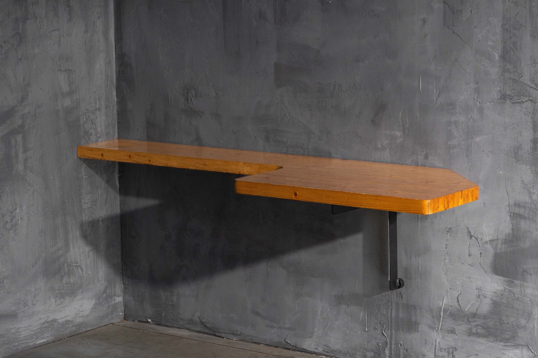 Mid century modern wood console table mounted on the wall by Charlotte Perriand