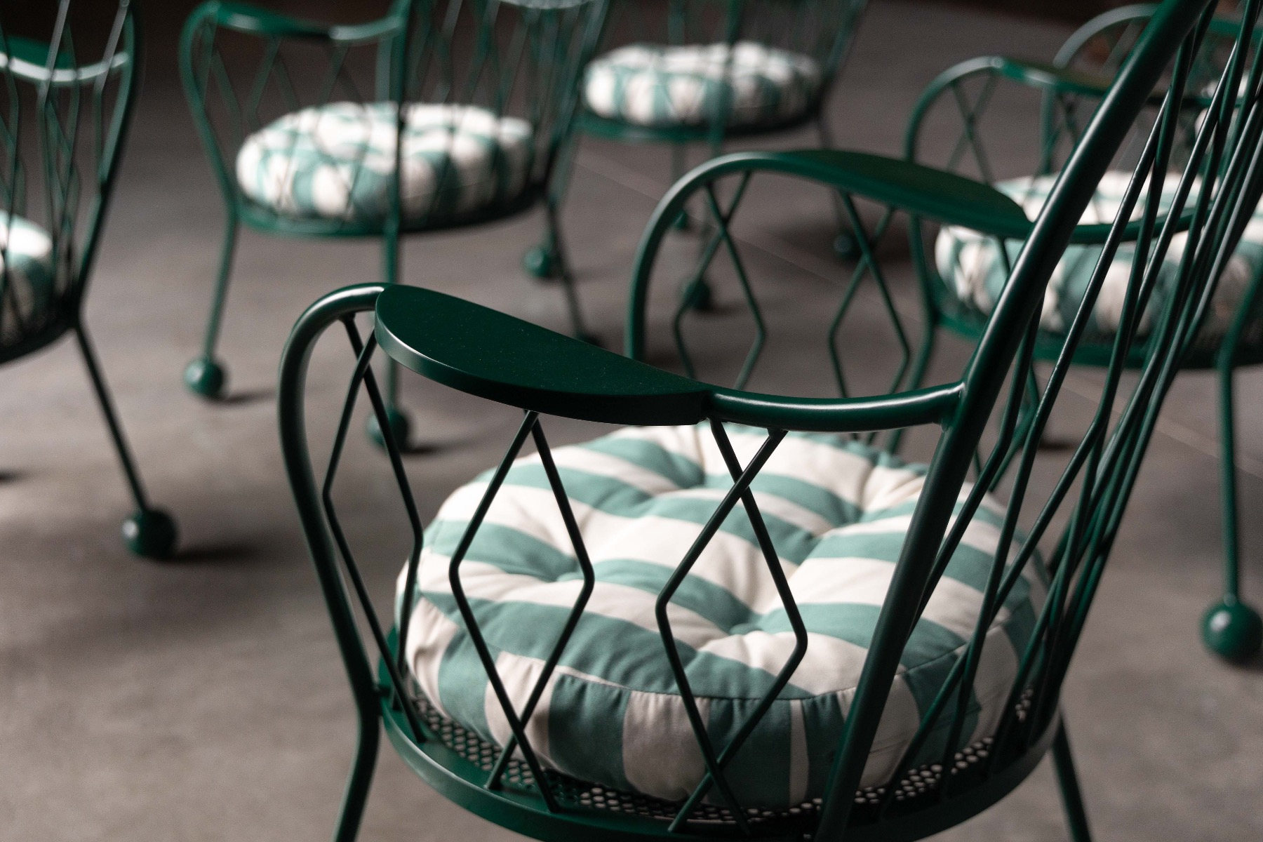 Mid century sculptural garden armchairs with organic lines