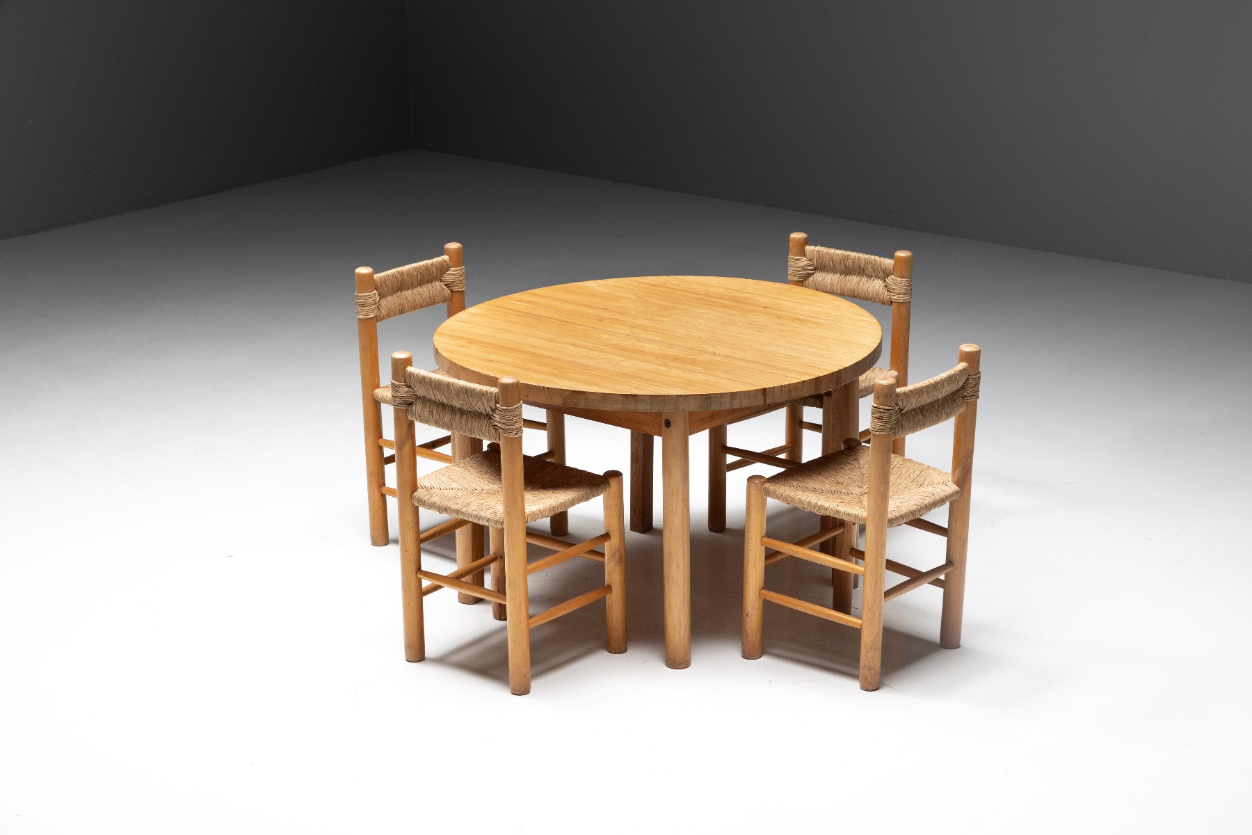 Mid century pine table in French modernist style