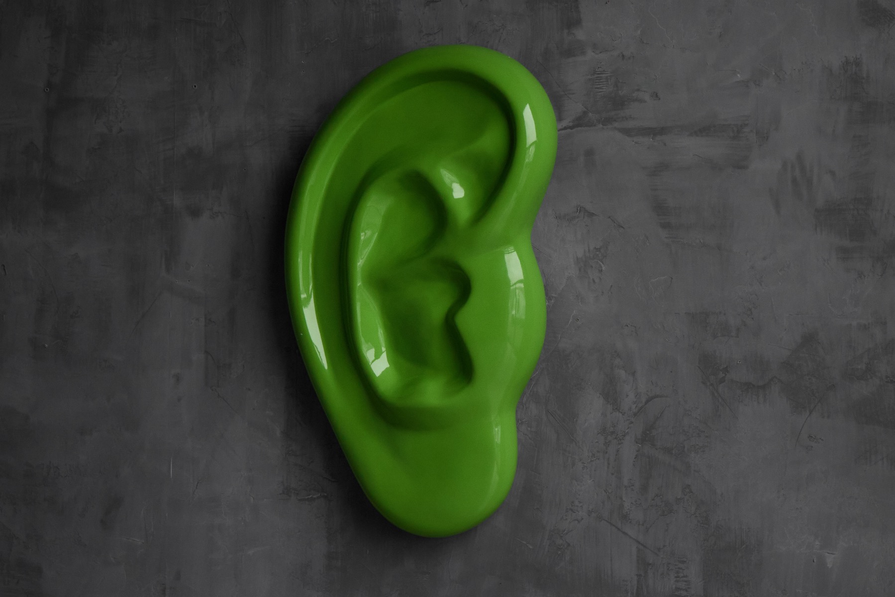 Modern ear sculpture in fibreglass with clean sculptural form