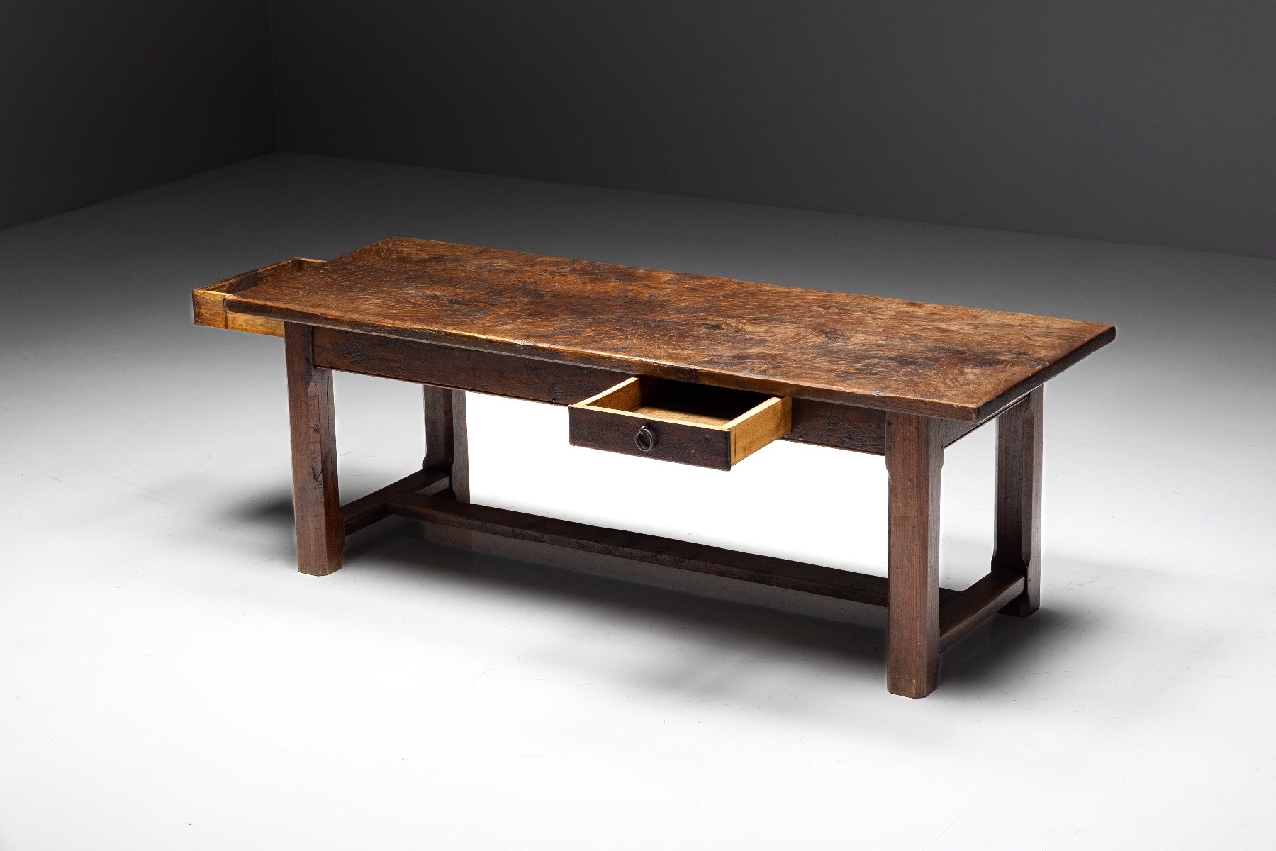 Primitive brutalist dining table in organic wood