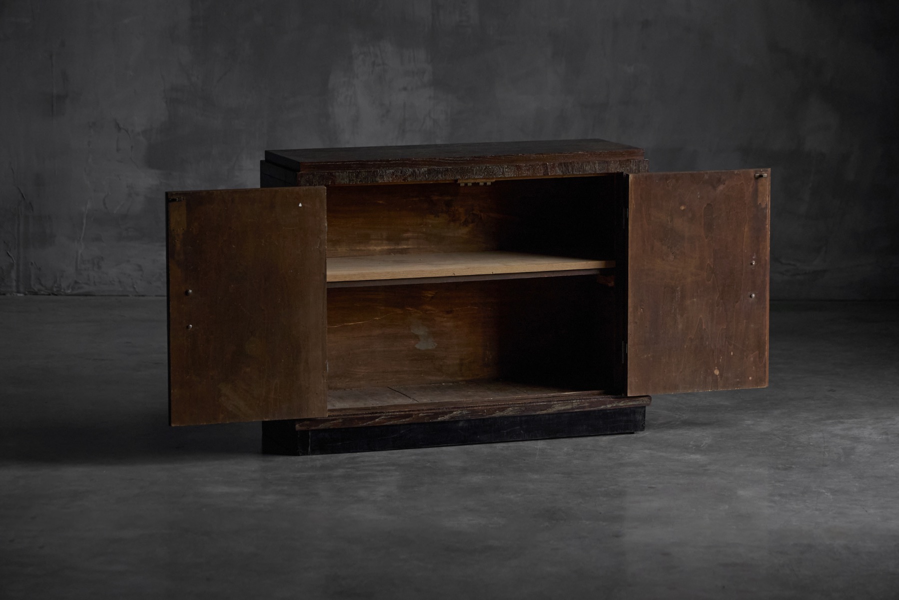 Solid oak Art Deco cabinet with architectural form