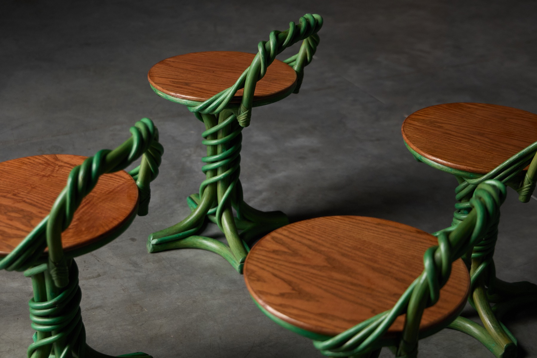 Organic vine twist stool with playful character