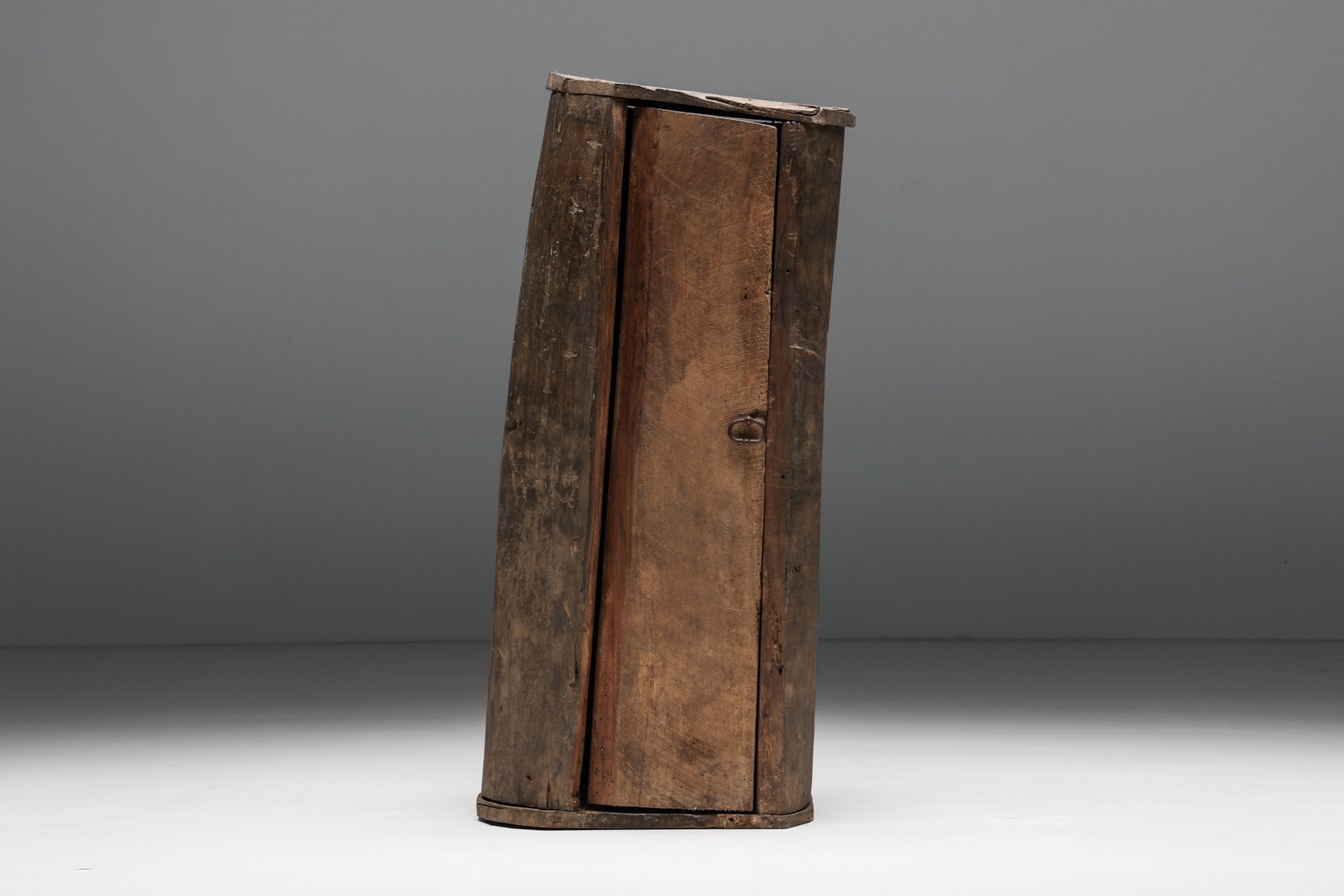 Primitive Ardeche monoxylite wooden cabinet