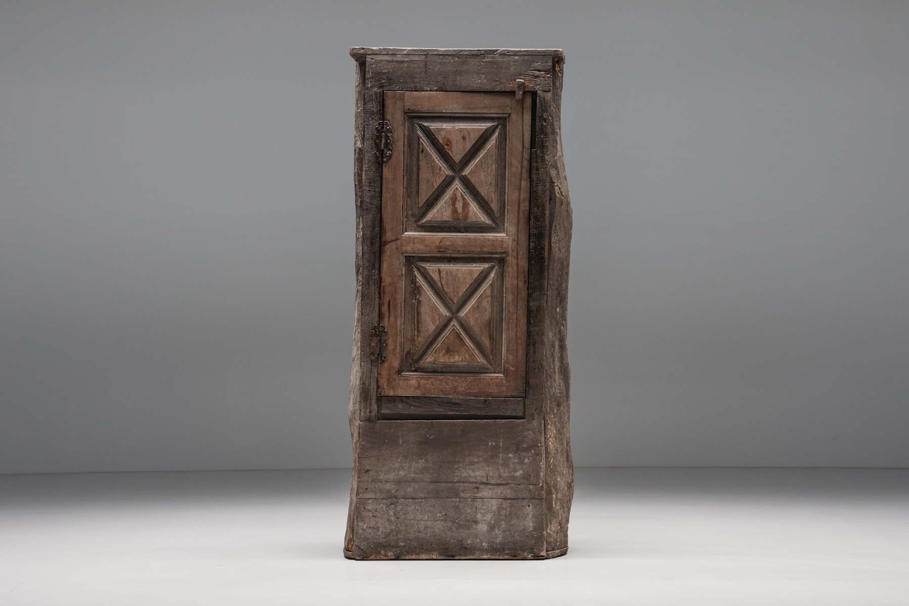 Primitive French folk style bonnetiere in solid wood