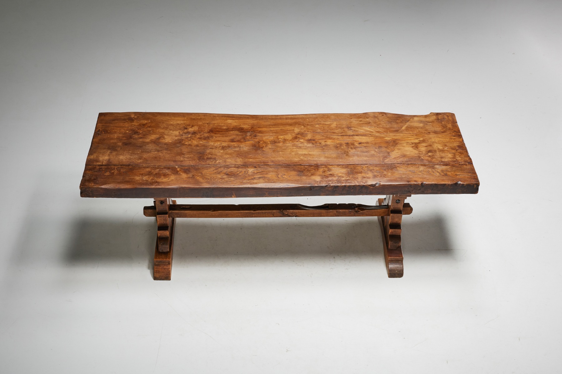 Primitive brutalist wooden dining table