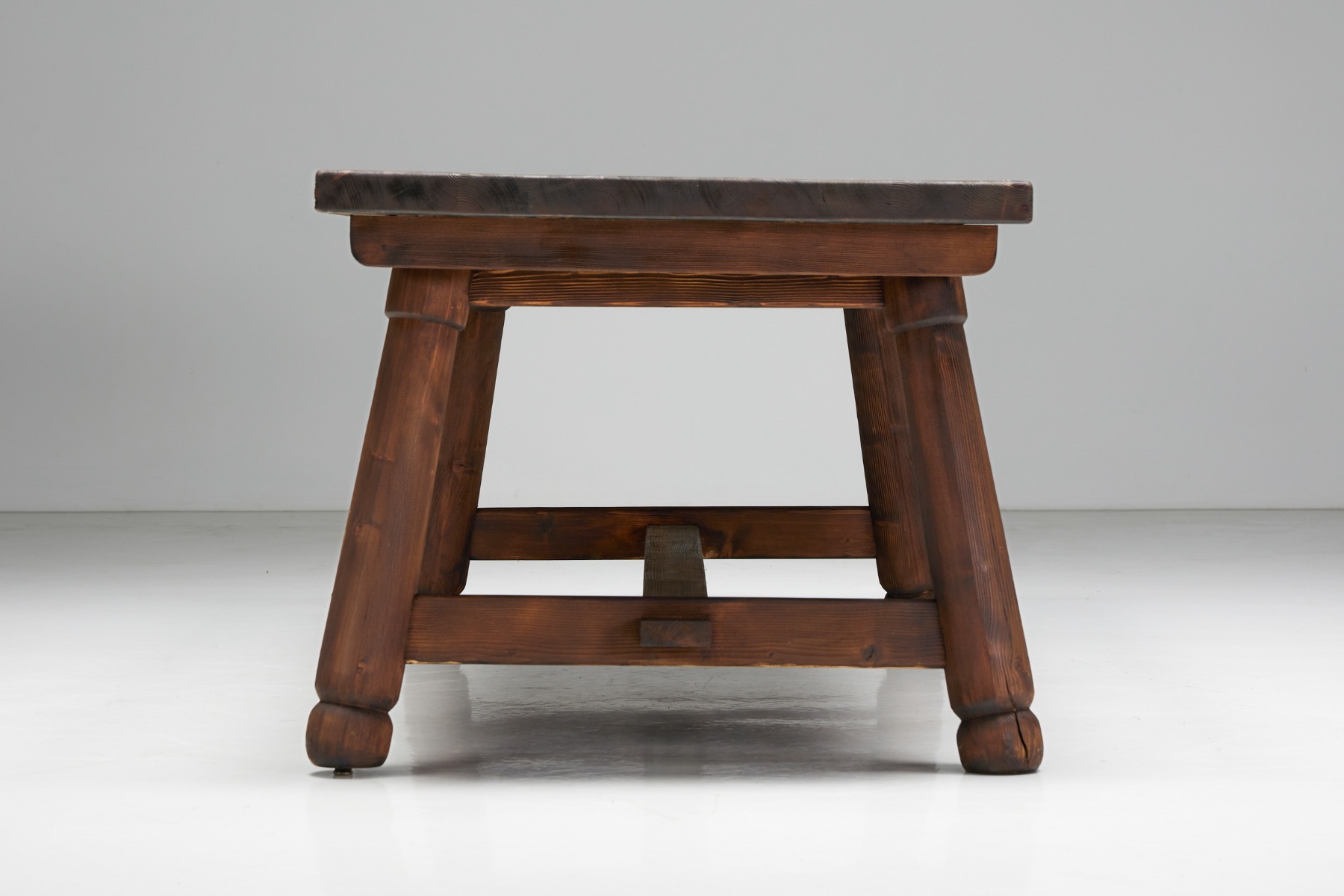 Primitive French dining table in travail populaire style