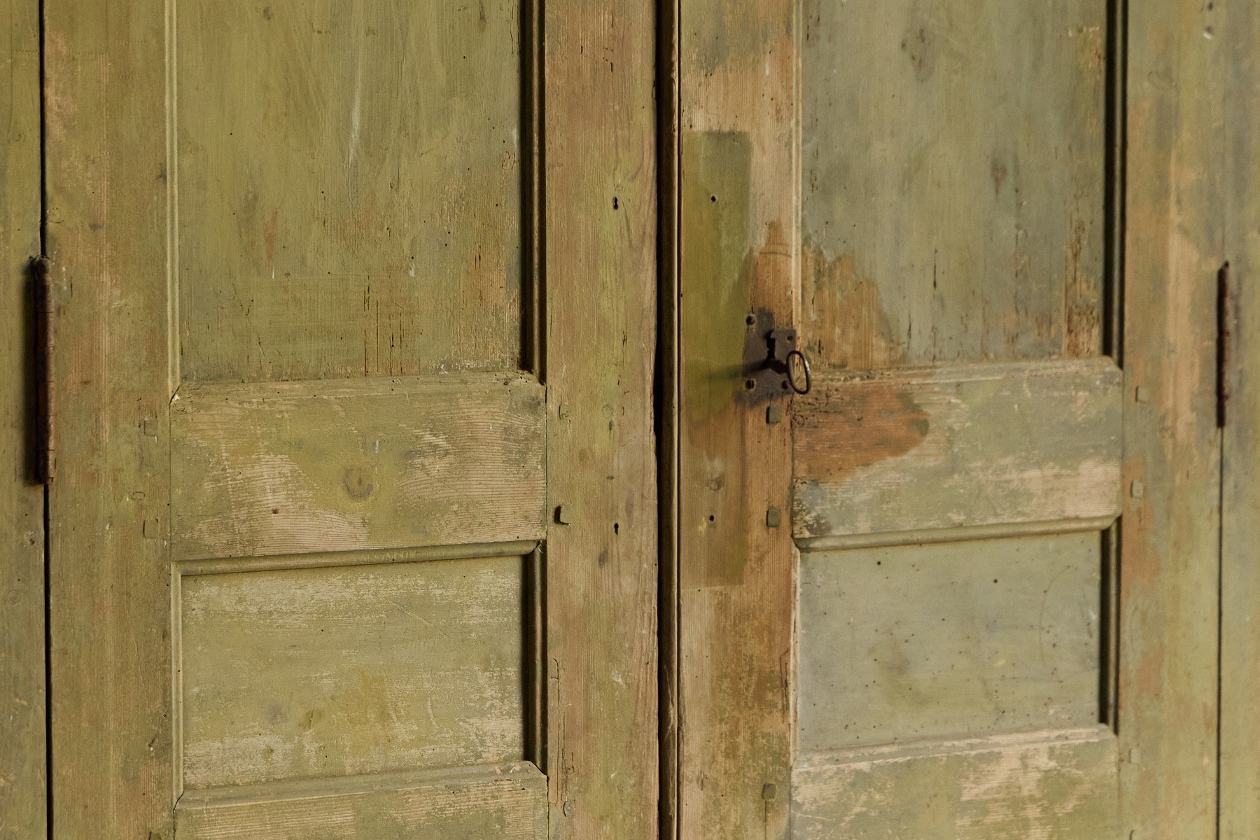 Primitive green farmhouse cupboard in solid wood