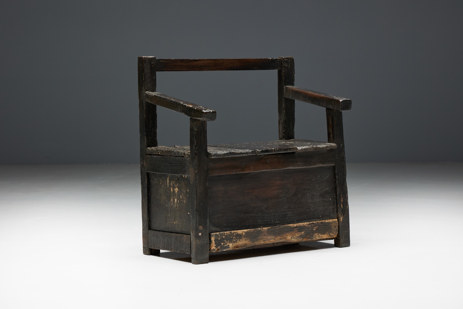 Primitive naive bench in solid wood wabi style