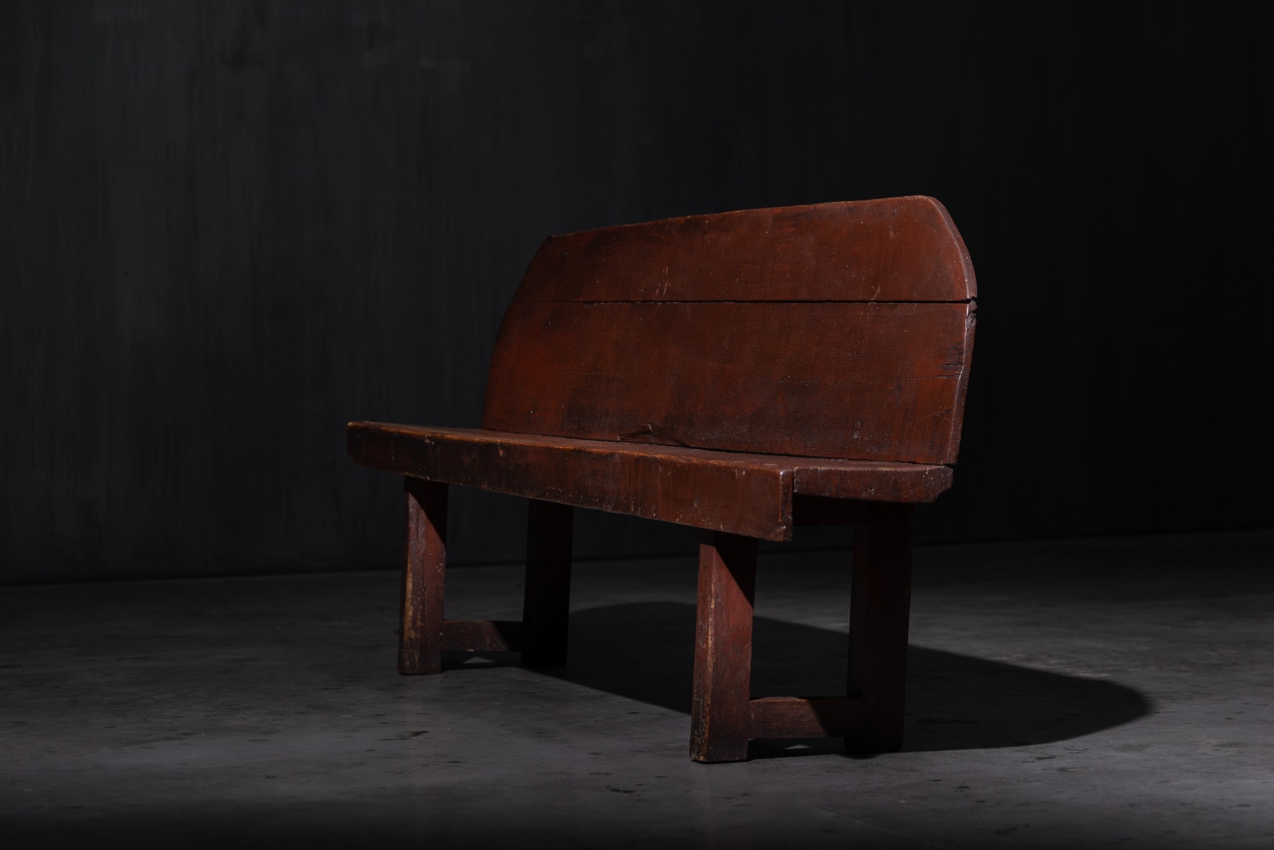 19th century farmhouse bench with aged patina