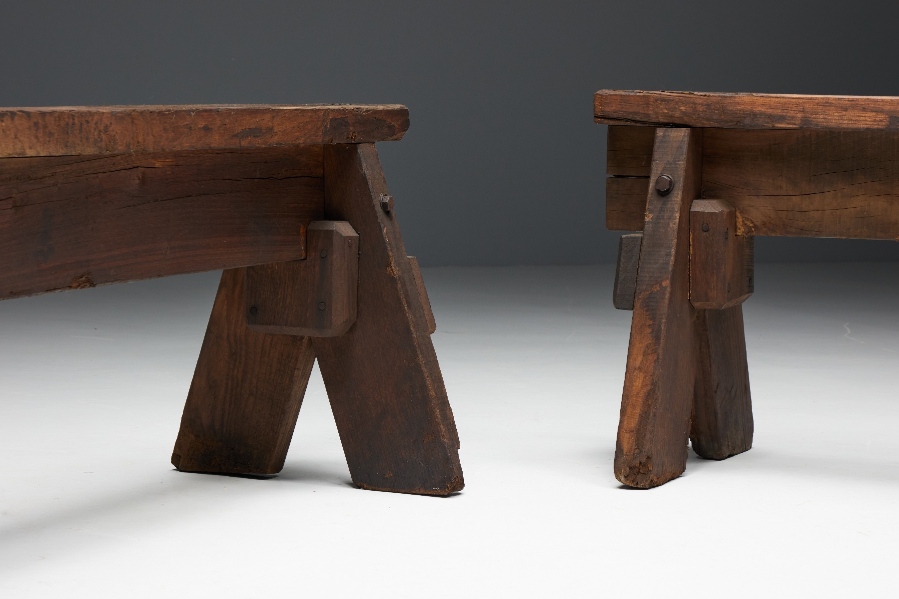 Rustic brutalist farmhouse benches 1800s