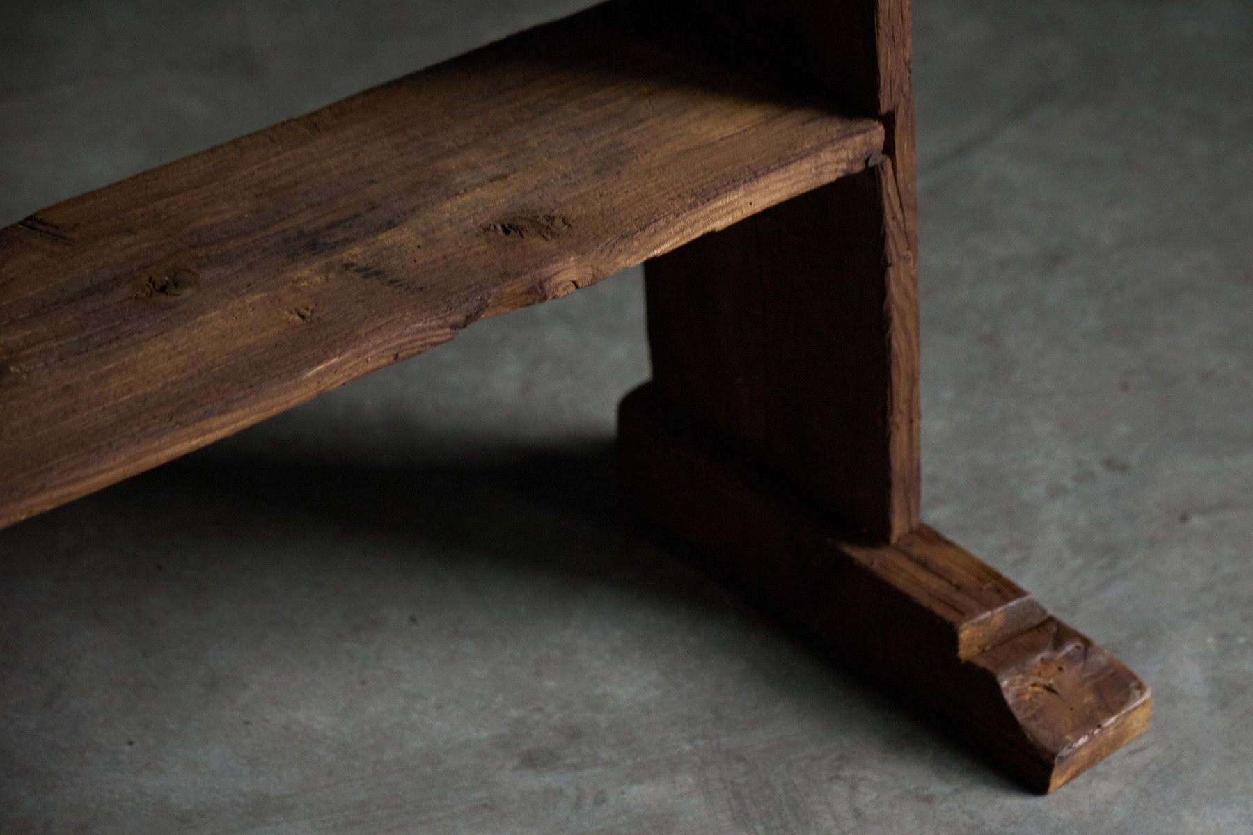 Rustic brutalist open shelving unit in solid wood