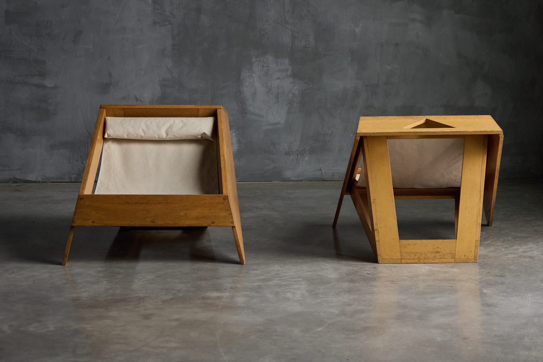 Sculptural 1960s wood lounge seating
