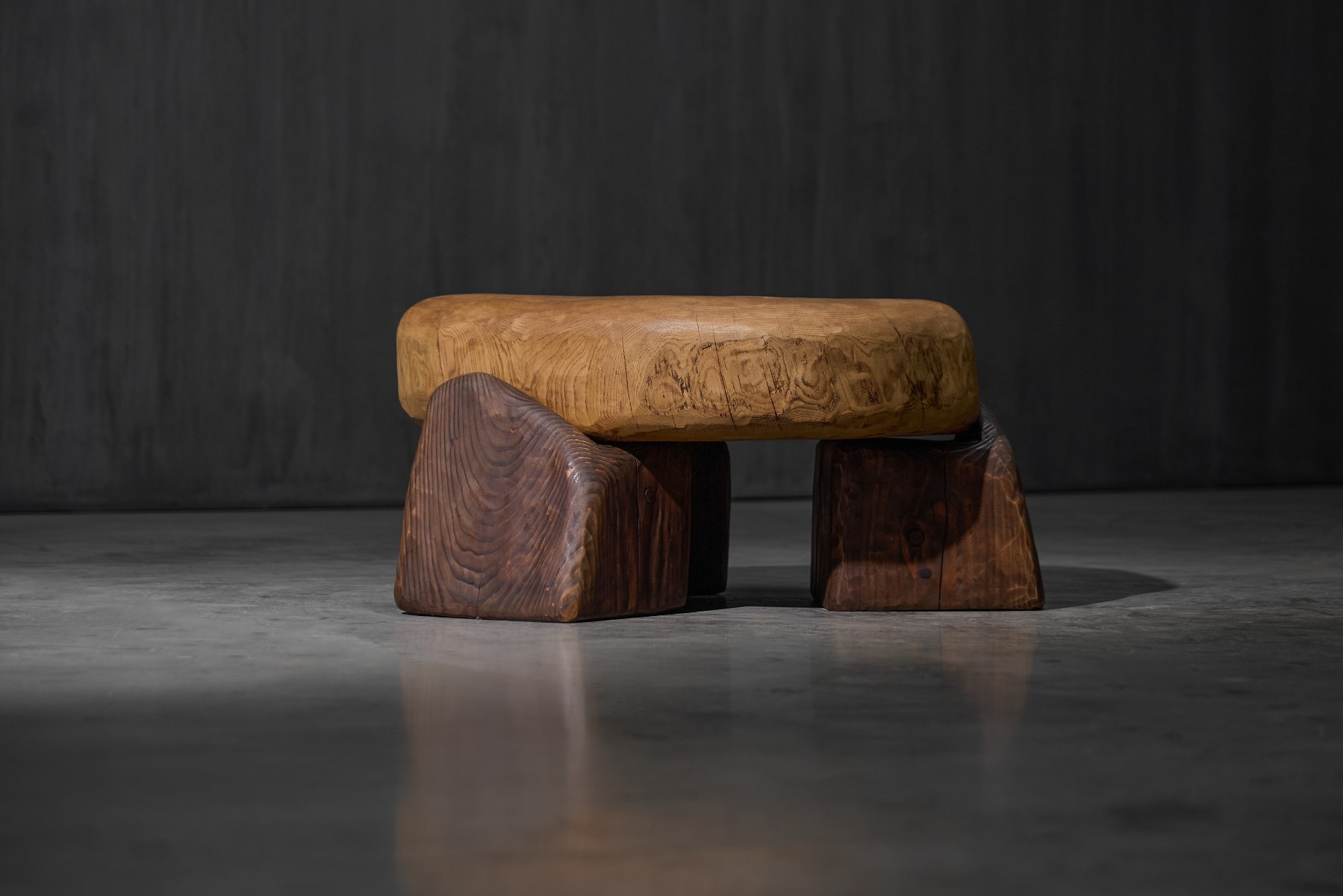 Sculptural coffee table with brutalist design language
