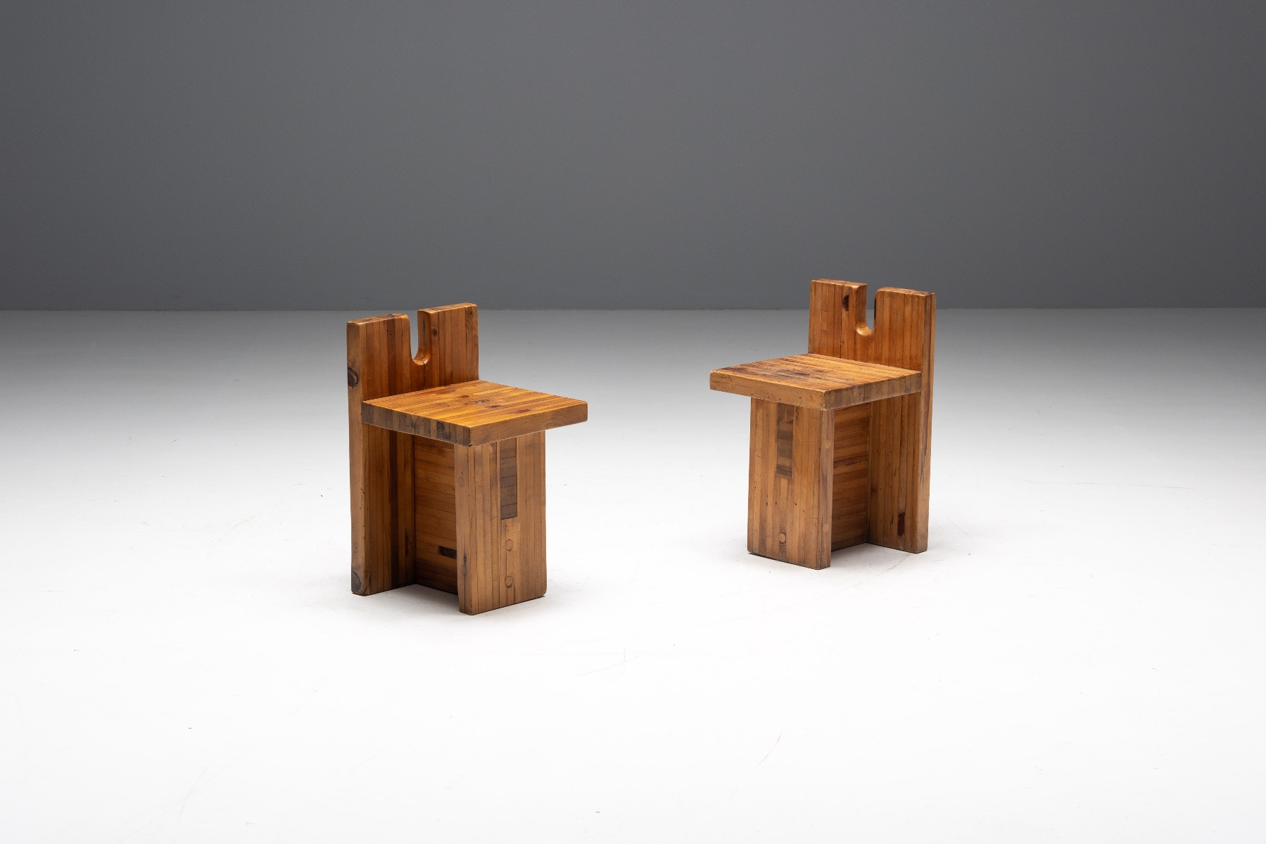 SESC Pompeia wooden stools 1970s