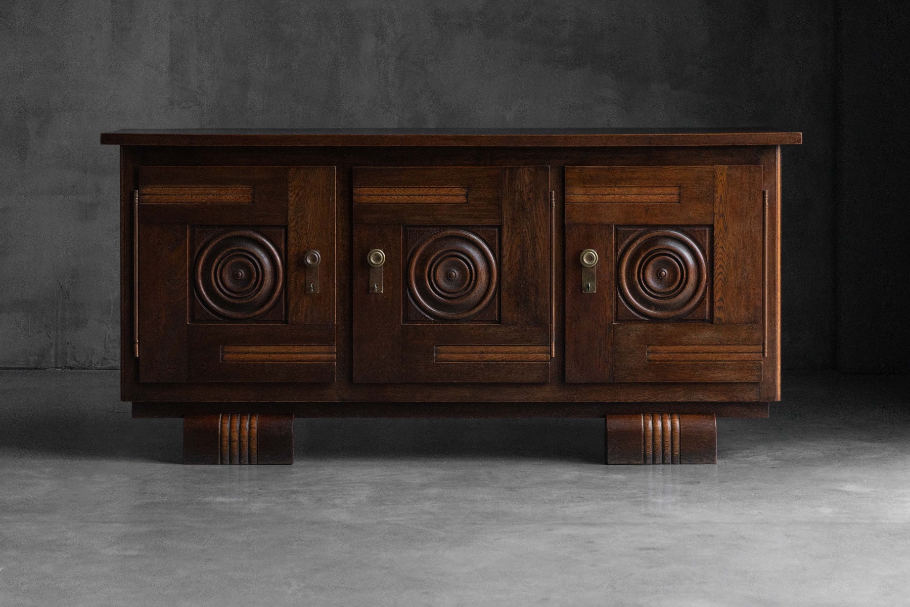 Solid oak Art Deco sideboard 1940s furniture piece