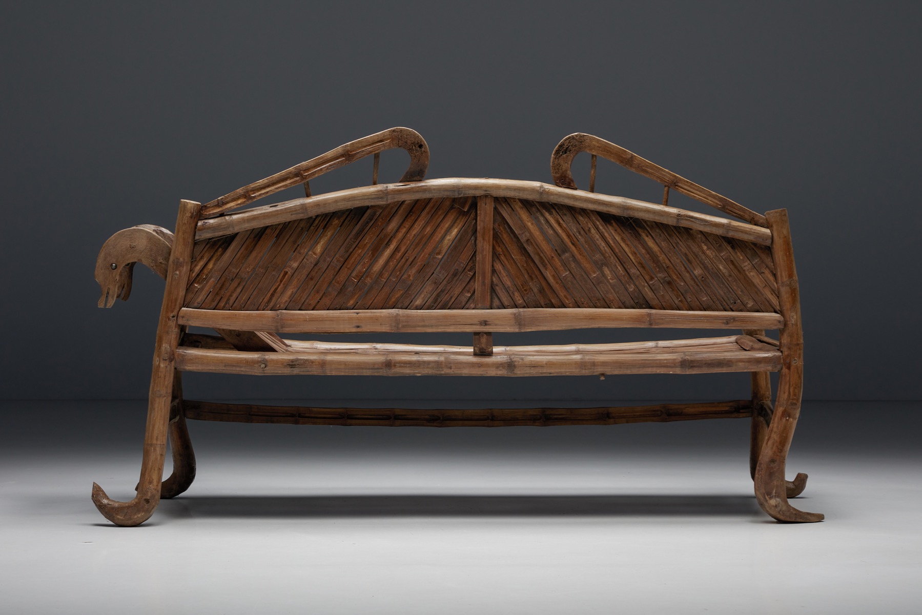 Twentieth century bamboo sofa bed in natural design