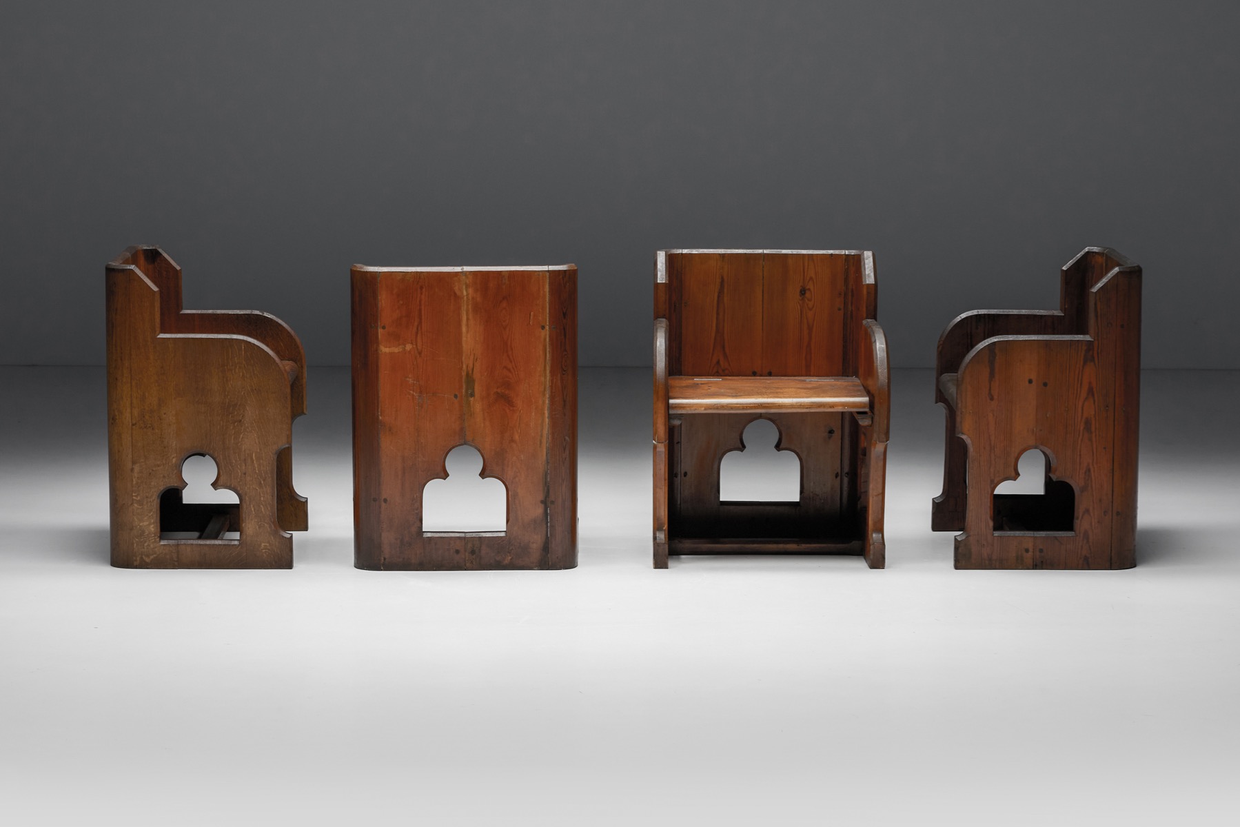 Twentieth century gothic style armchairs