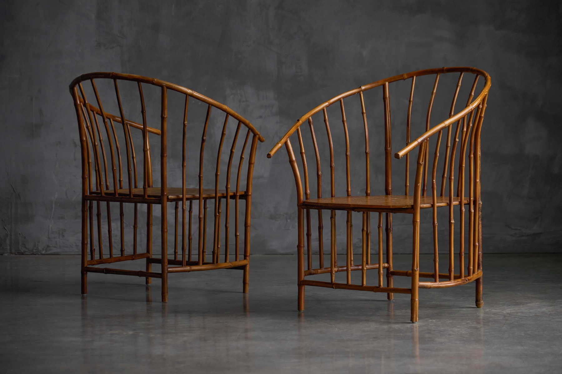 Wabi sabi bamboo armchairs with natural organic form