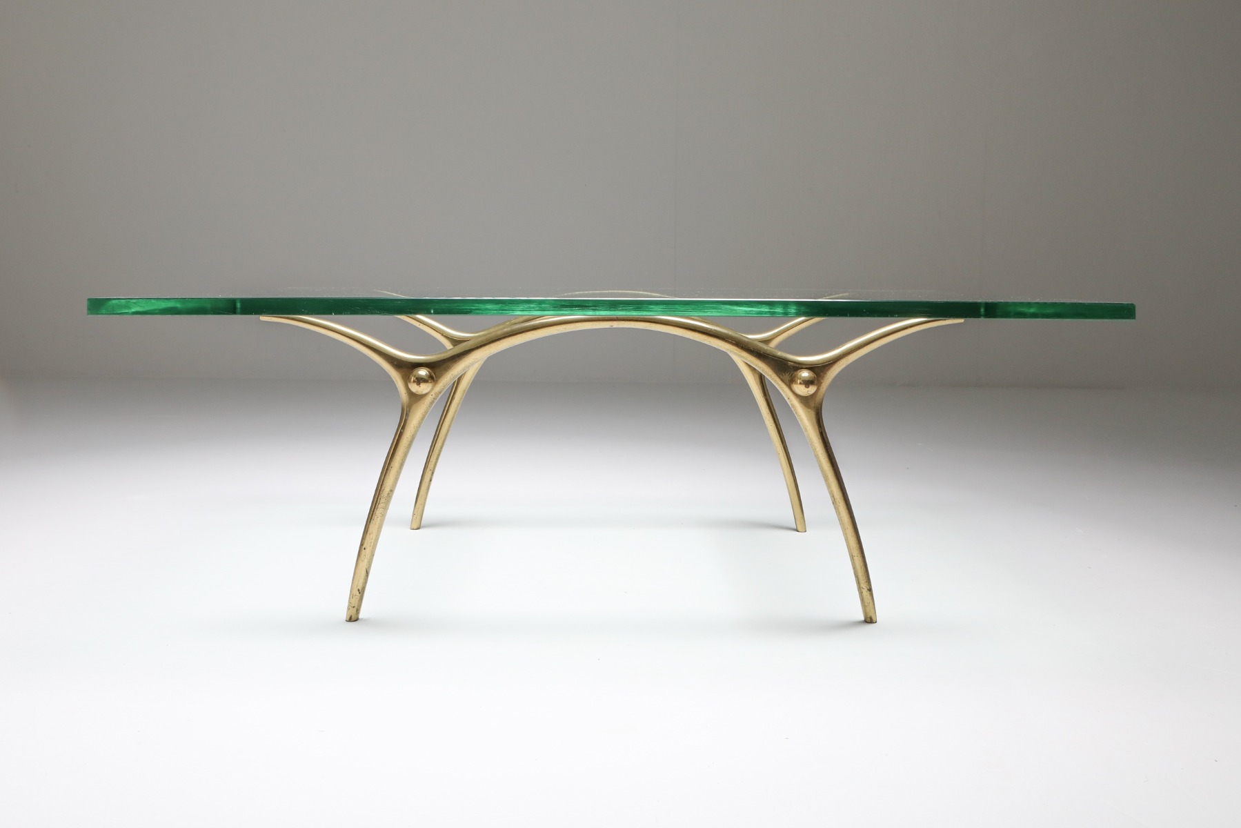 Vintage bronze coffee table by Kouloufi from the 1970s