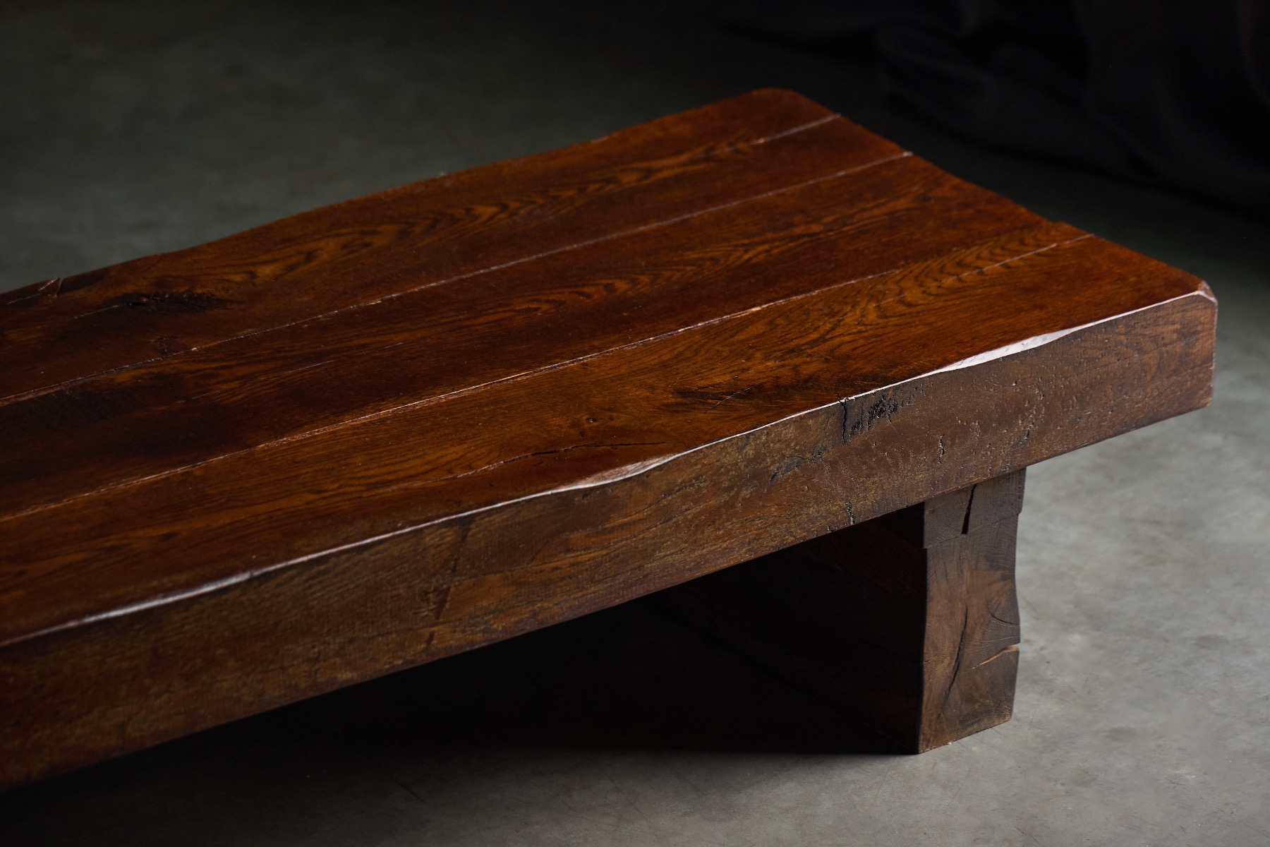 Vintage brutalist rectangular coffee table with sculptural form