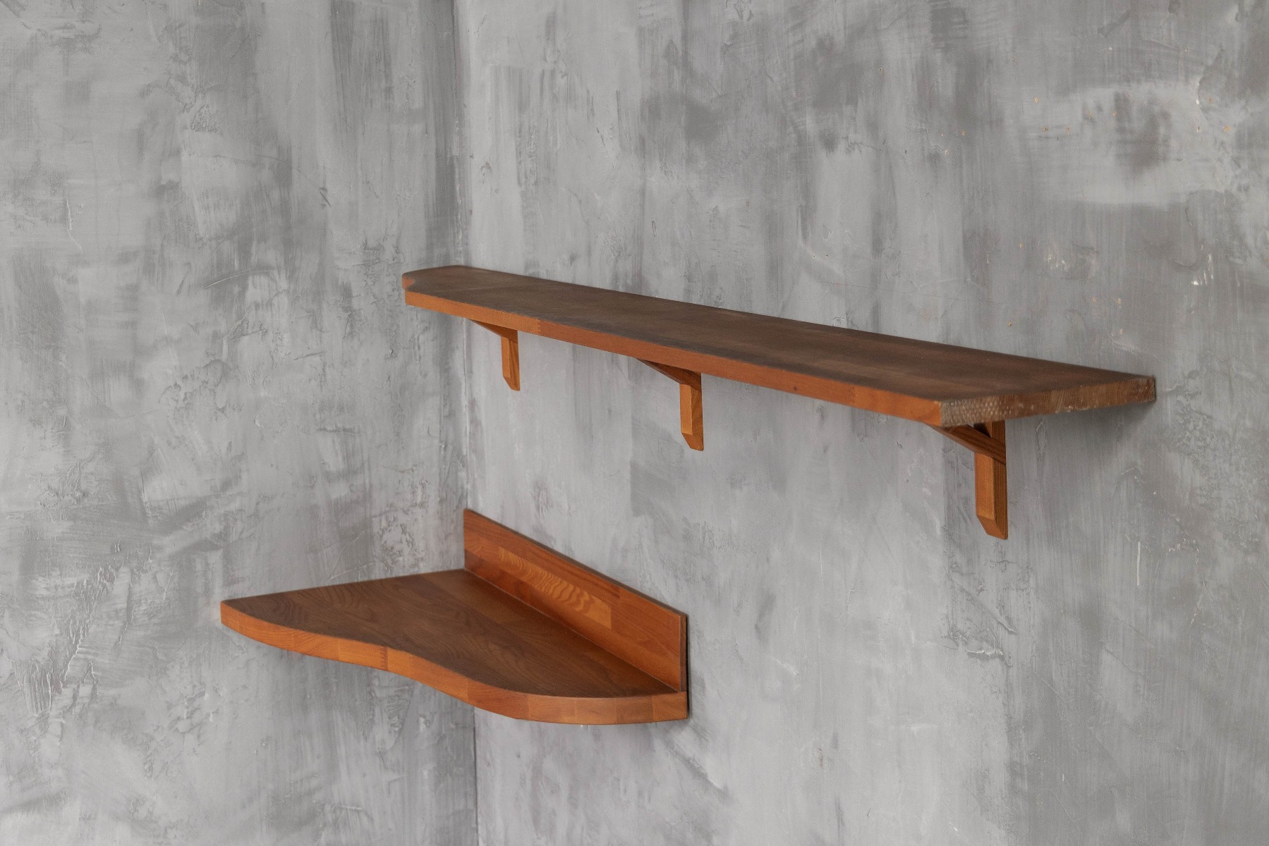 Vintage custom shelf by Pierre Chapo with modernist form