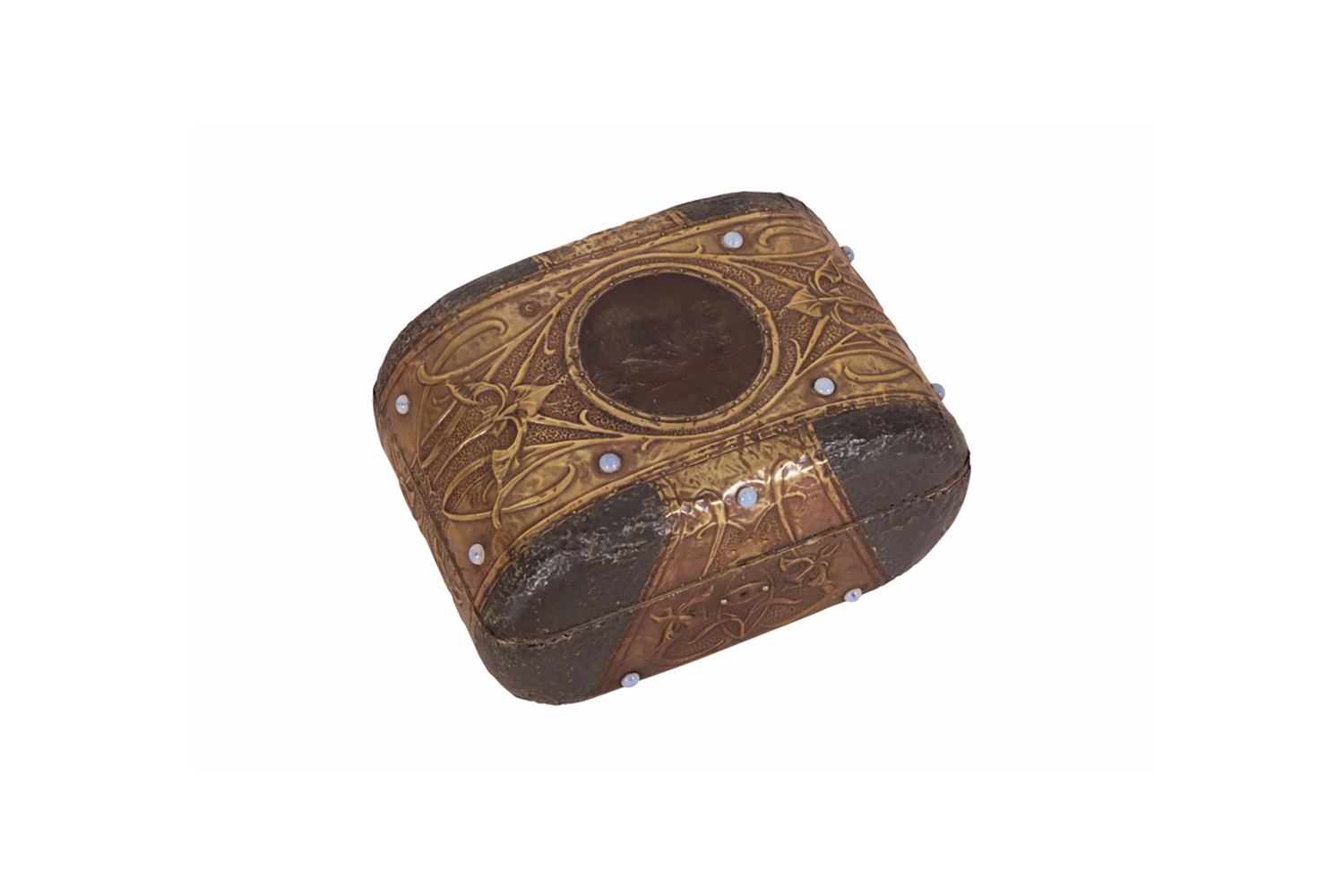 Vintage French jewellery box with pearl inlay from the 1900s