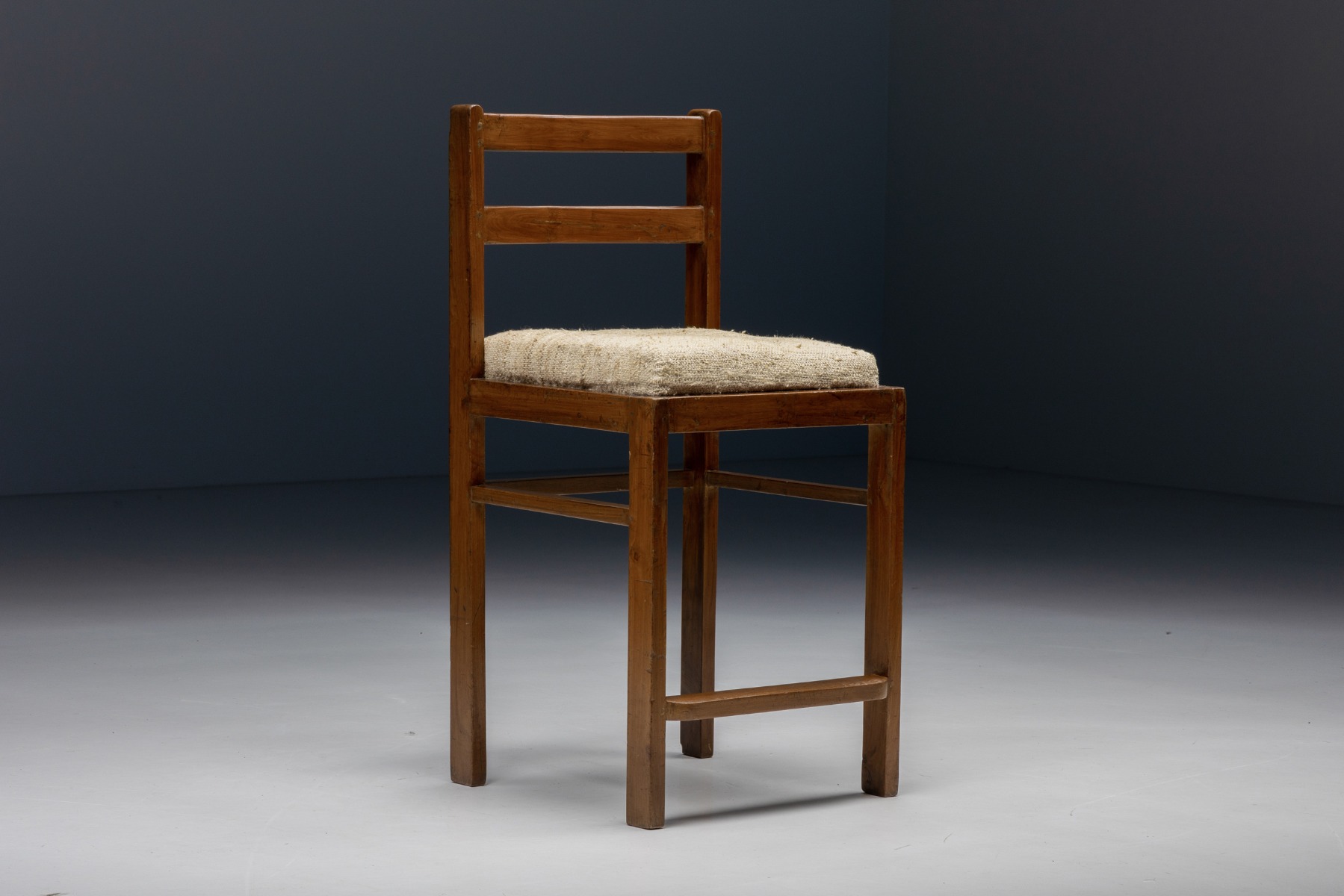 Vintage Chandigarh stool by Pierre Jeanneret from the 1960s