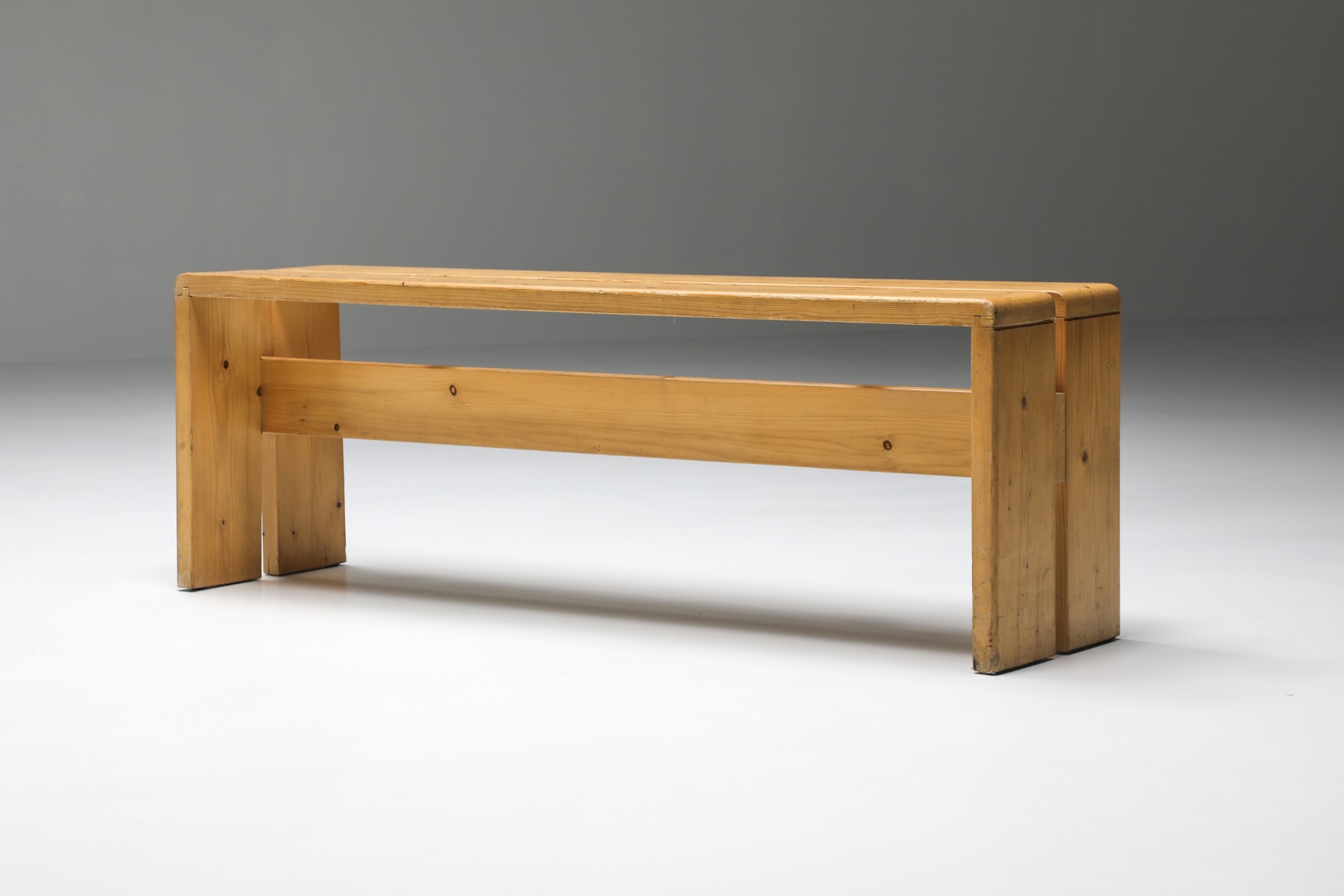 Vintage Les Arcs bench by Charlotte Perriand from the 1960s