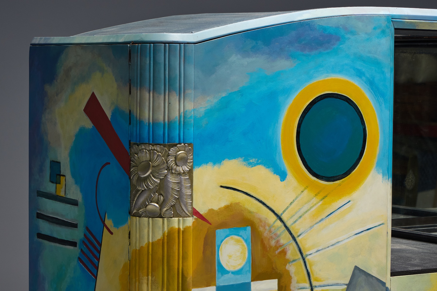 Vintage painted buffet inspired by Kandinsky from the 1980s